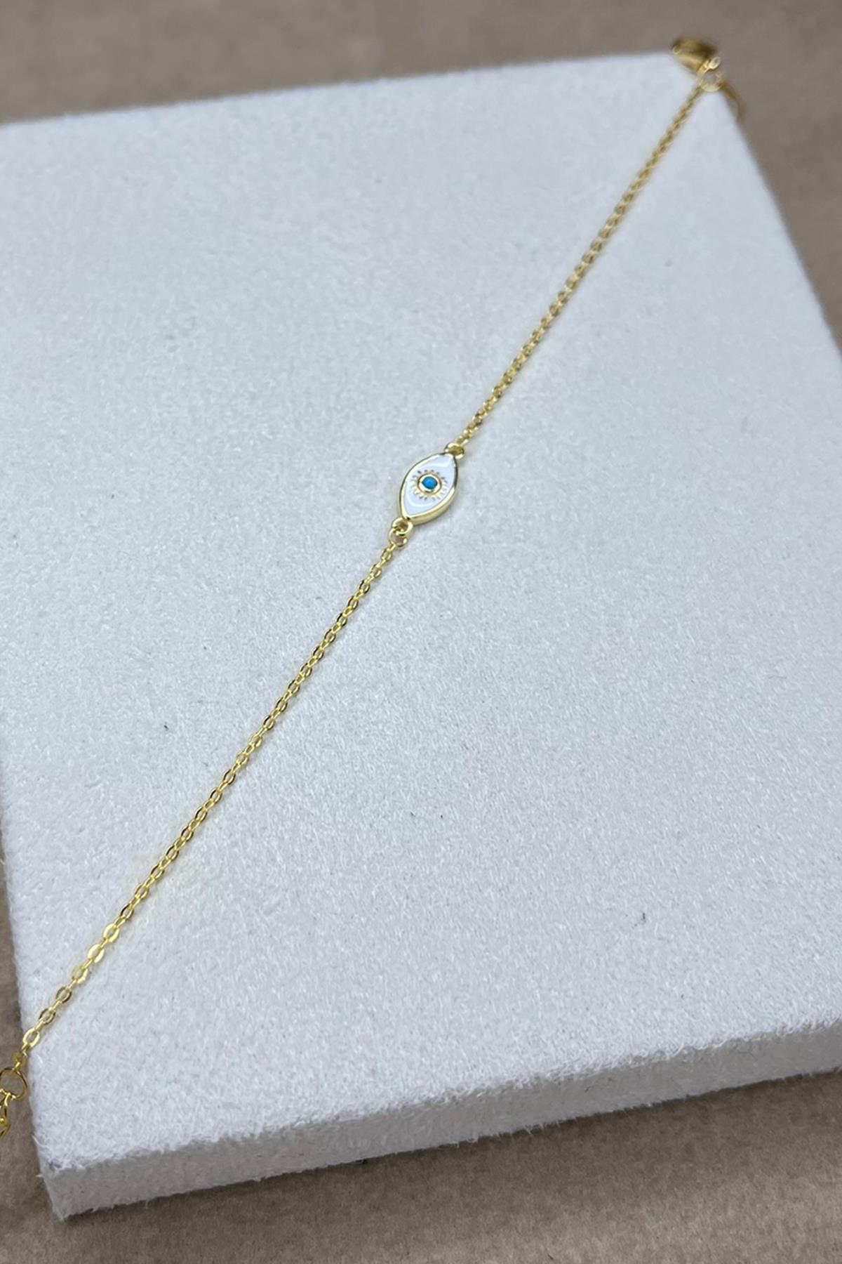 Beyaz Göz Model Gümüş Bileklik By-8984