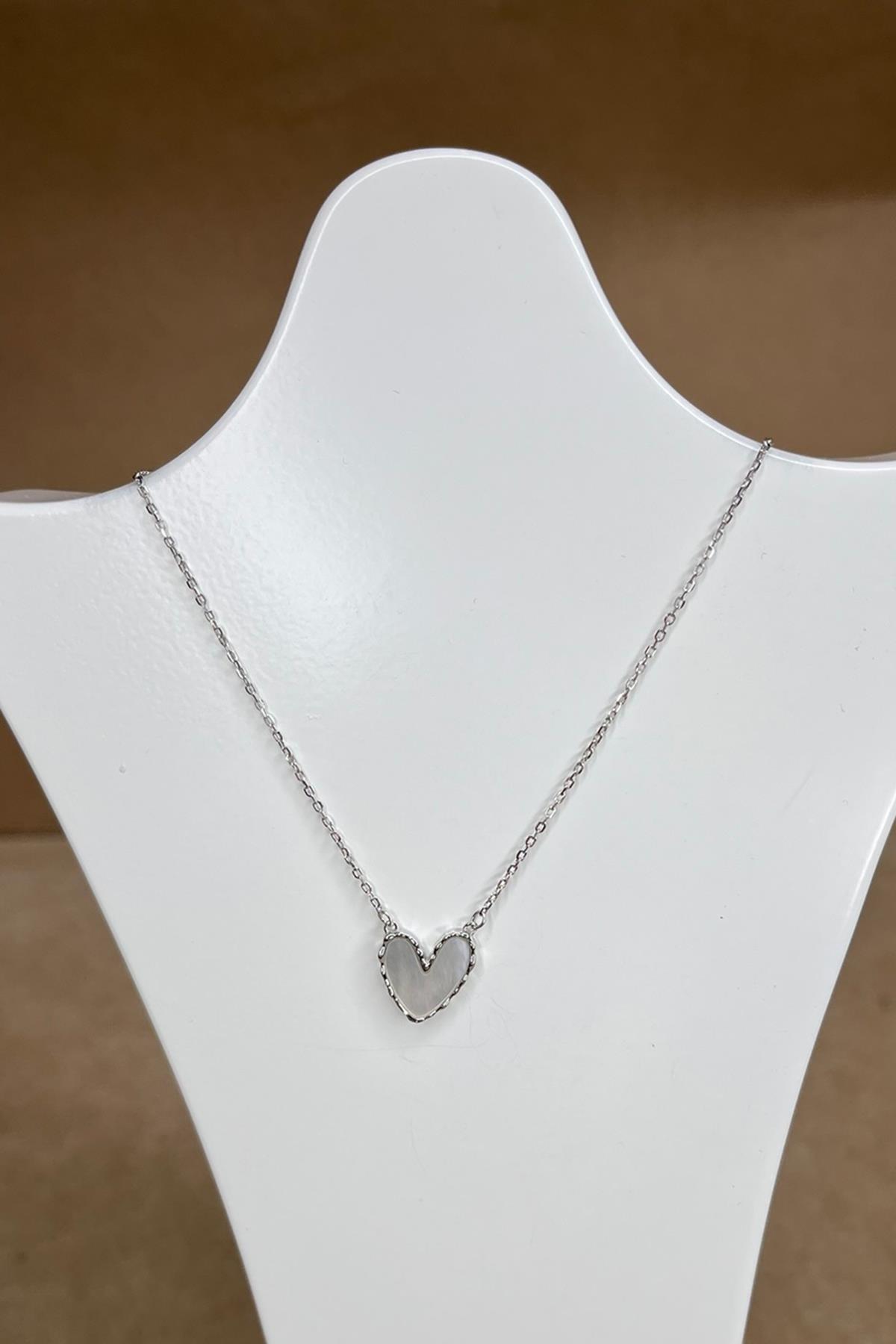 Beyaz Kalpli Gümüş Kolye By-8966