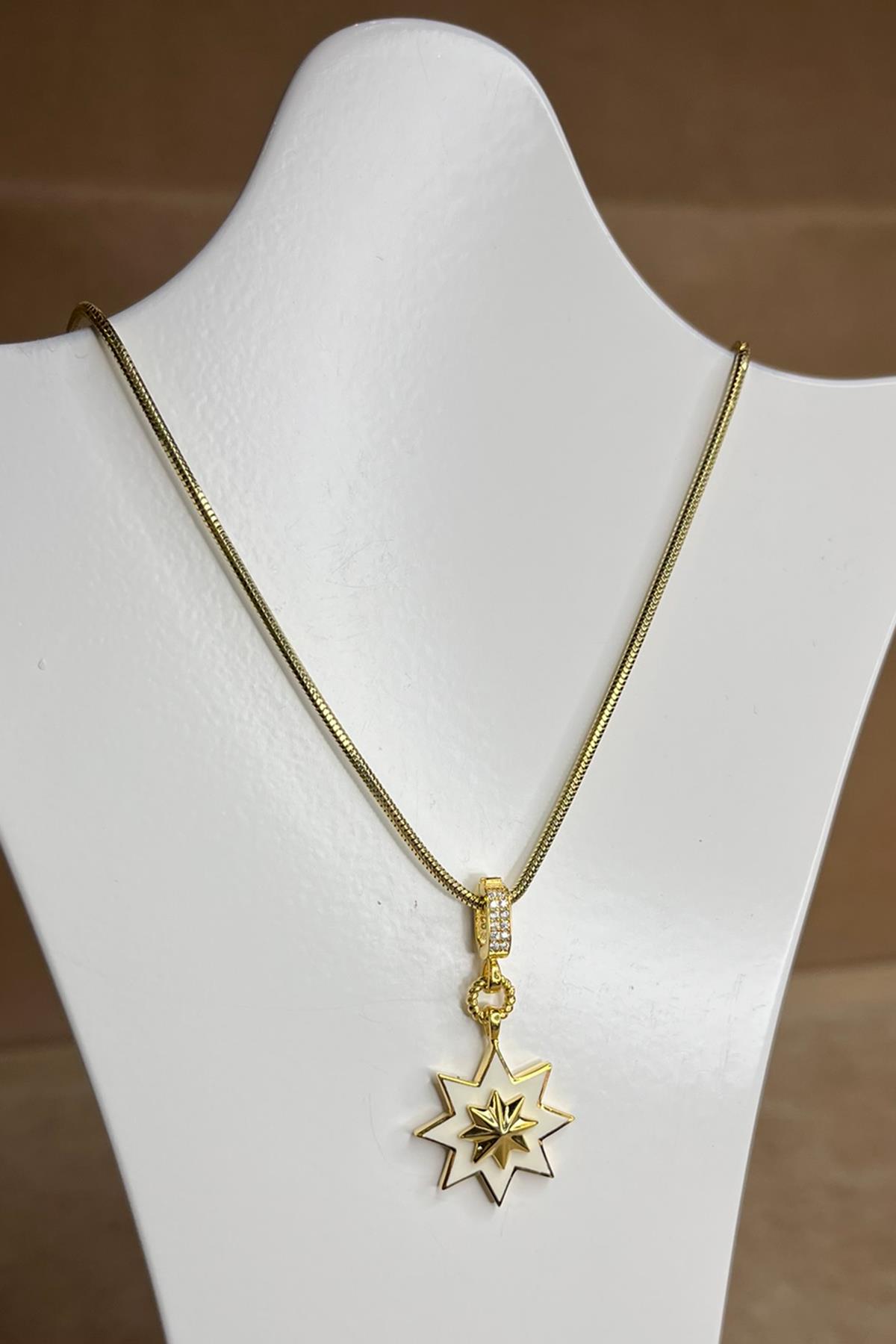 Beyaz Yıldız Model Gümüş Kolye By-8944