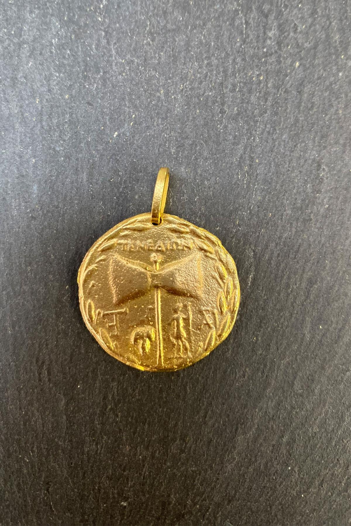 Desenli Yuvarlak Bronz Kolye Ucu By-6233