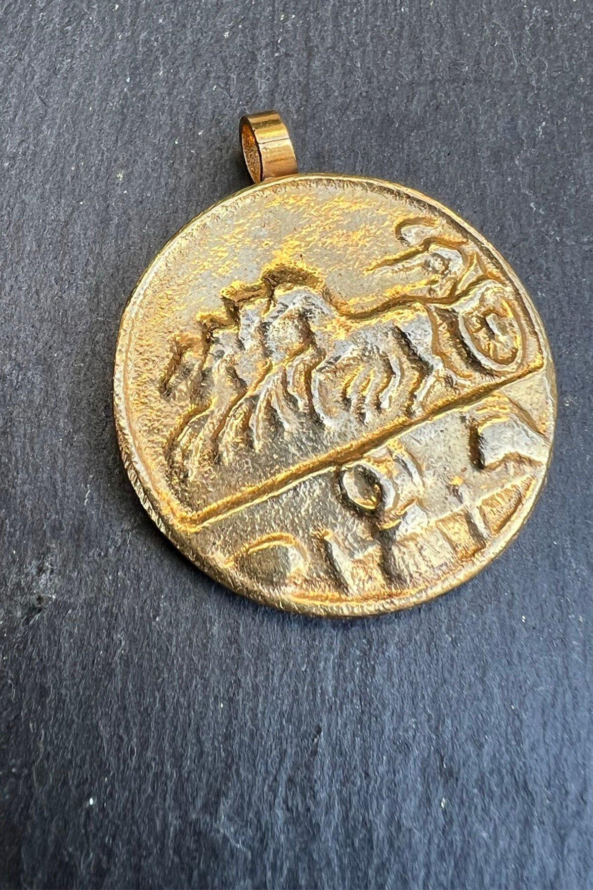 Desenli Yuvarlak Gümüş Kolye Ucu By-6160