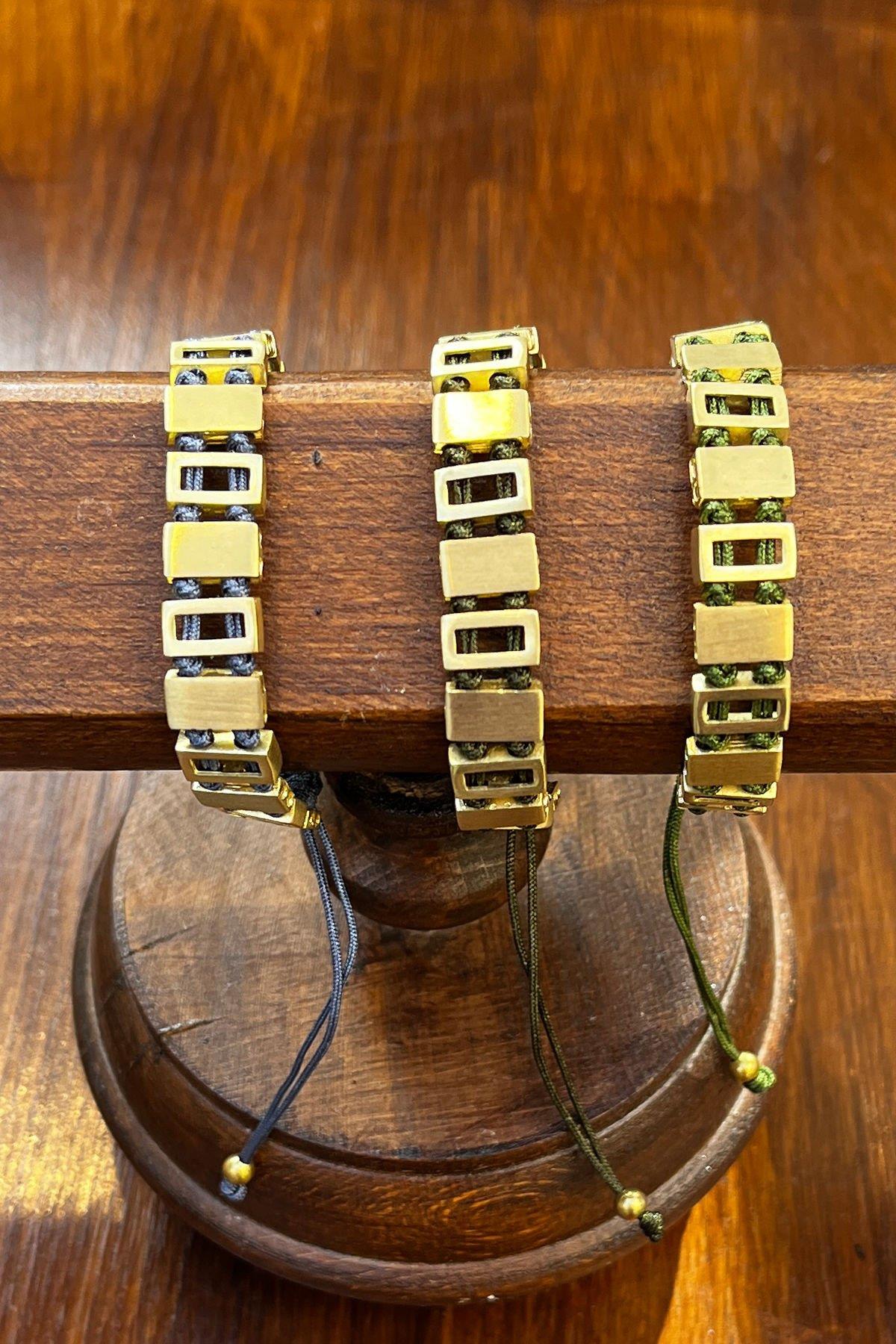 Dikdörtgen Model Bronz Bileklik By-8091