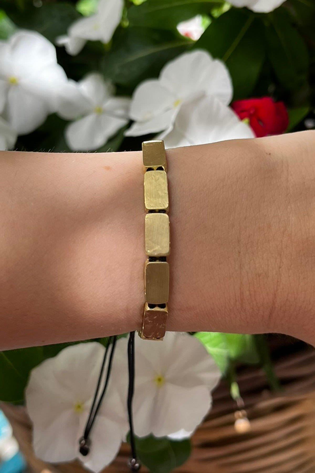 Dikdörtgen Model Bronz Bileklik By-8586