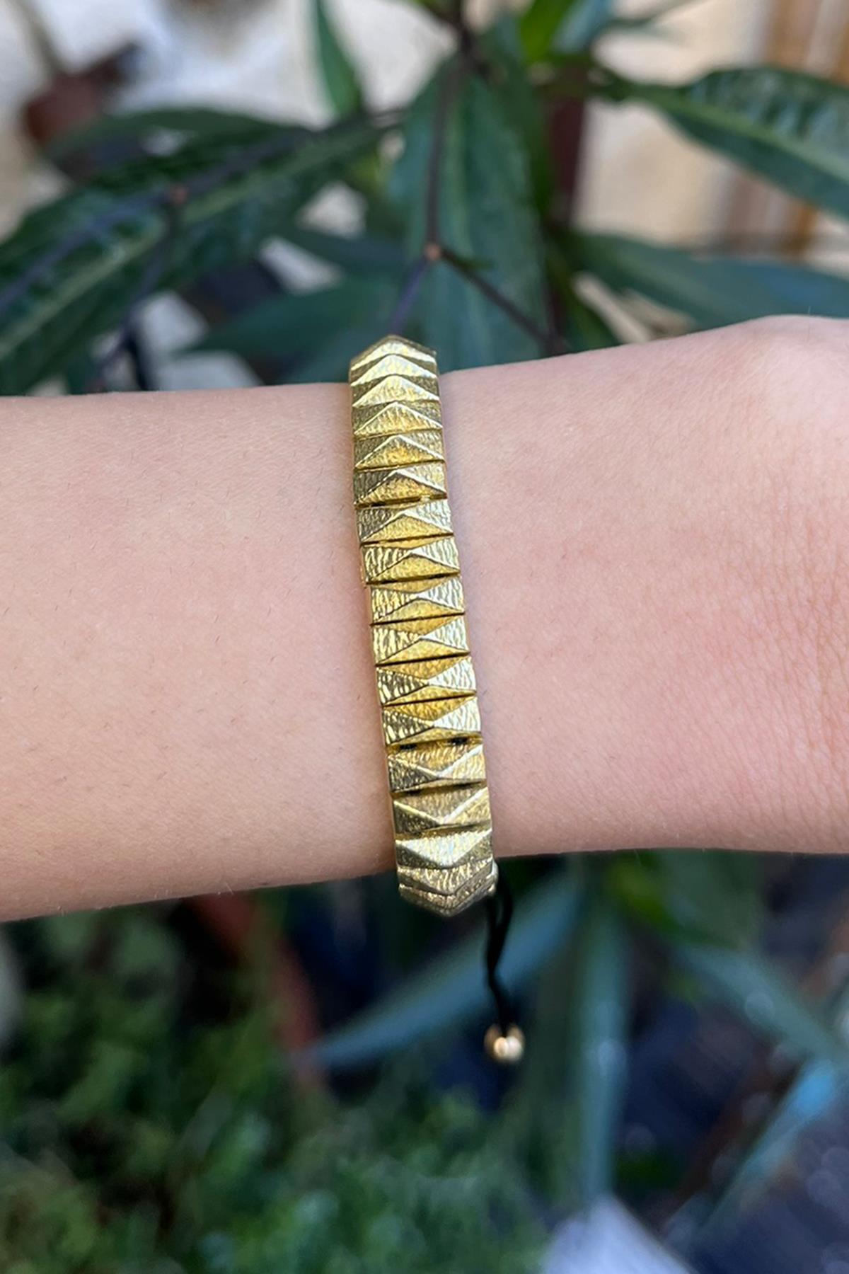 Dikdörtgen Model Bronz Bileklik By-8883