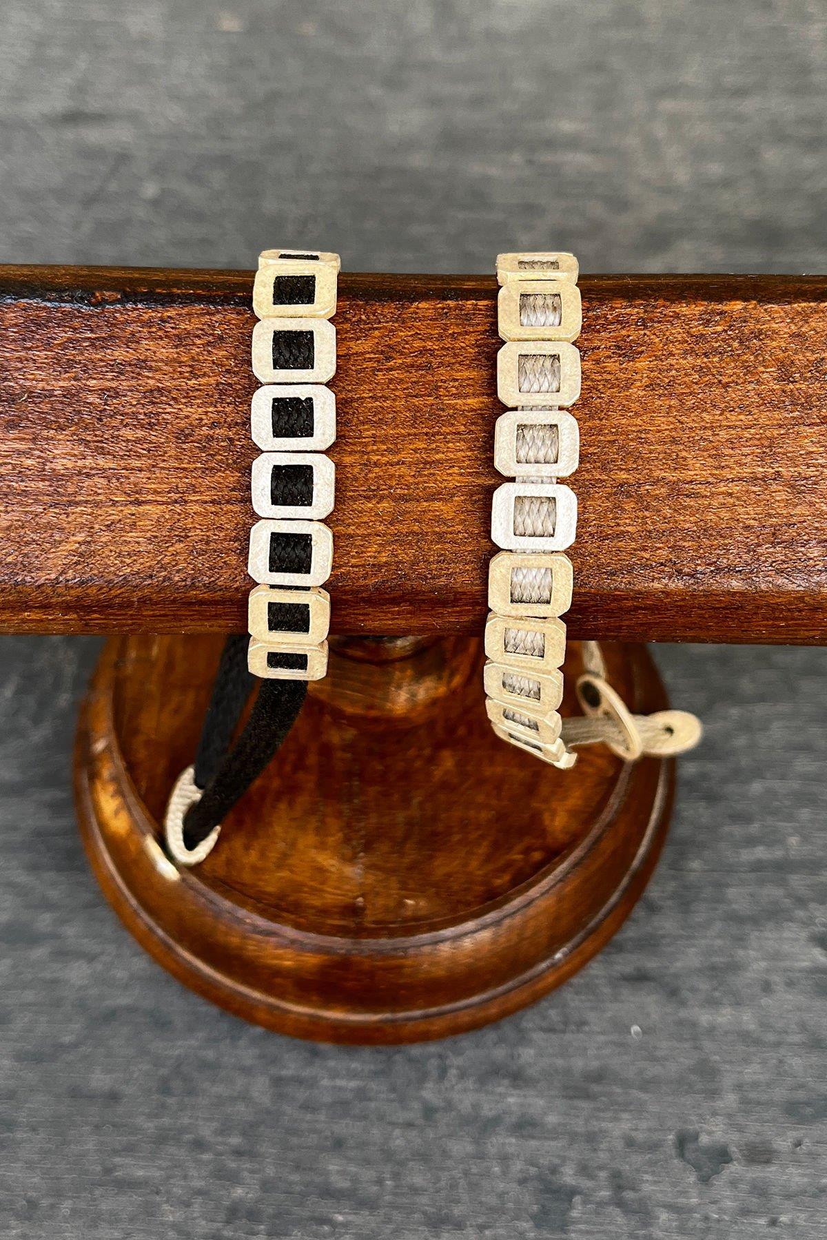 Dikdörtgen Model Gümüş Rengi Bronz Bileklik By-8468