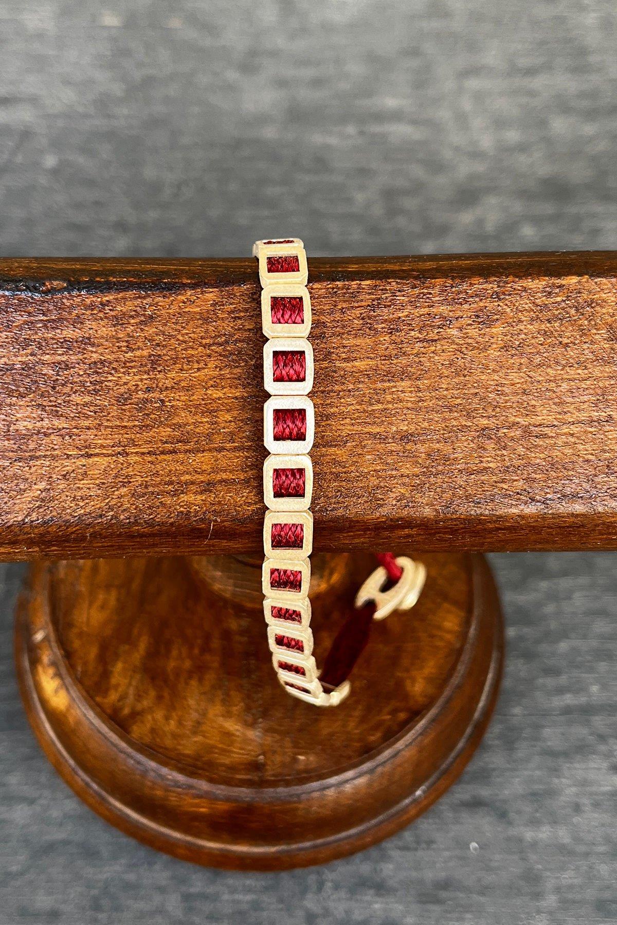 Dikdörtgen Model Gümüş Rengi Bronz Bileklik By-8471