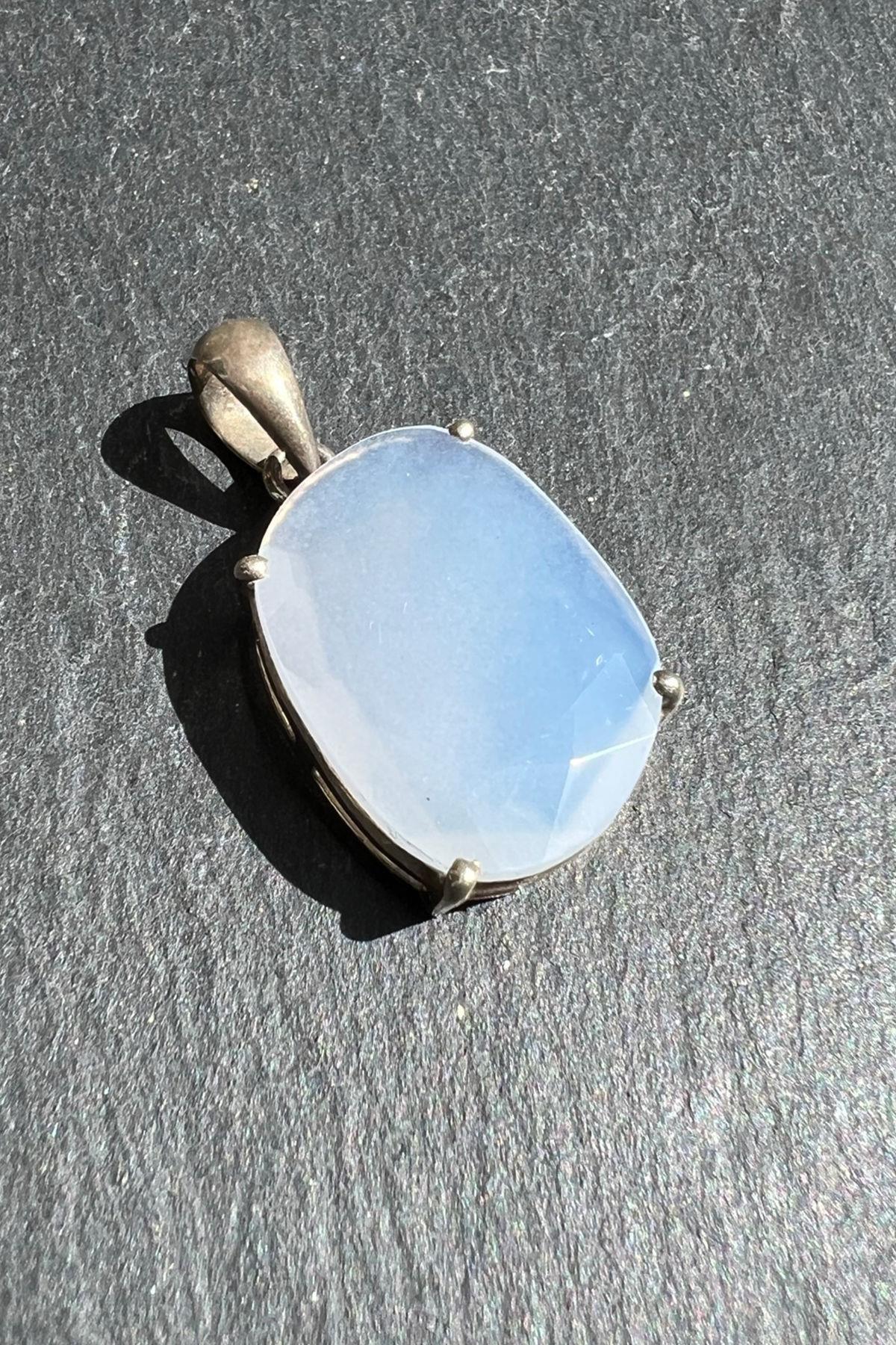 Doğal Taşlı Gümüş Kolye By-6071