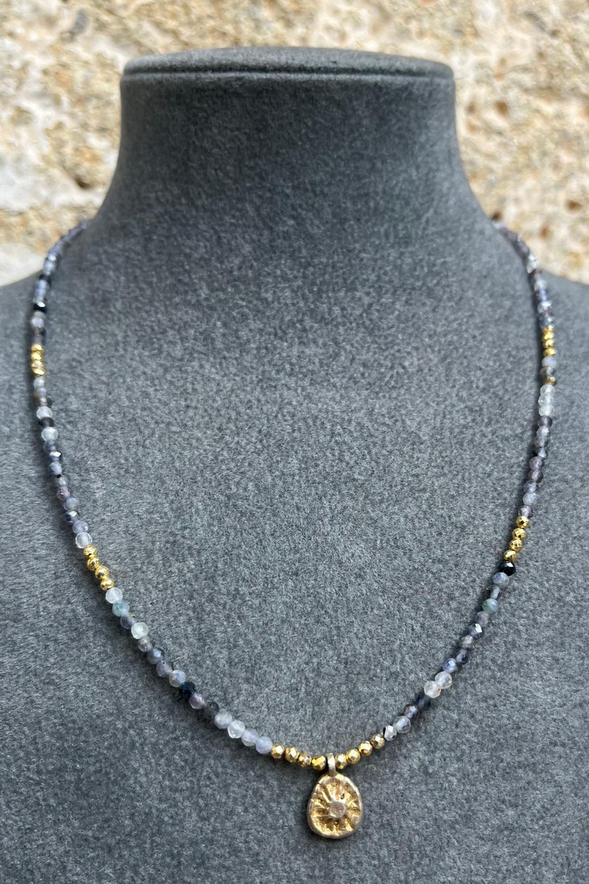 Doğal Taşlı Gümüş Kolye By-8013