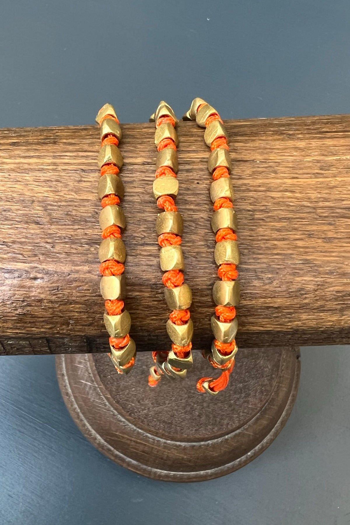 Düğümlü Turuncu Bronz Bileklik By-6903