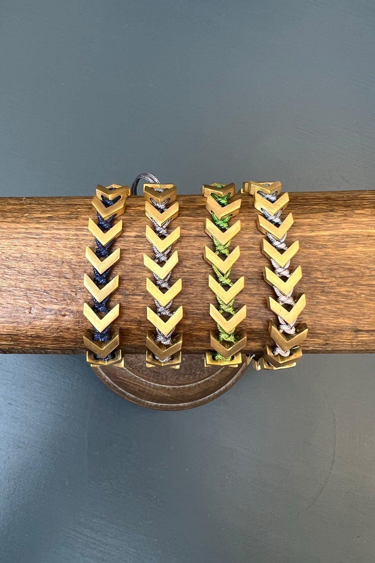 Düğümlü Üçgen Model Bronz Bileklik By-6866