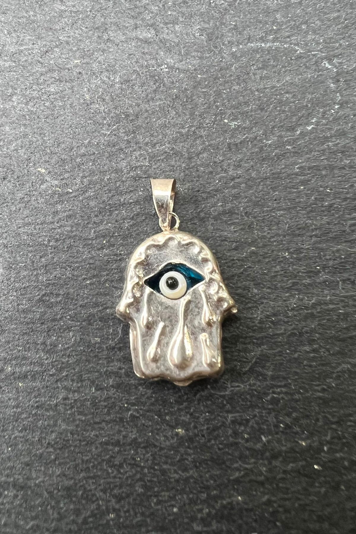 El Figürlü Nazar Boncuklu Gümüş Kolye Ucu By-6271