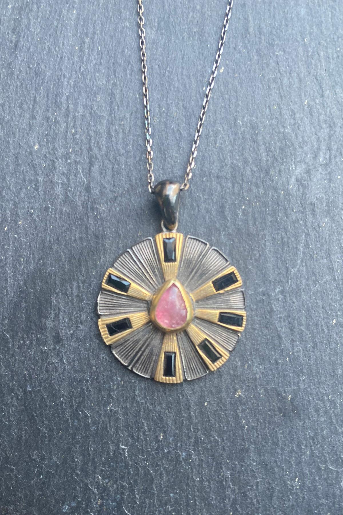 El İşi Taşlı Gümüş Kolye By-5878