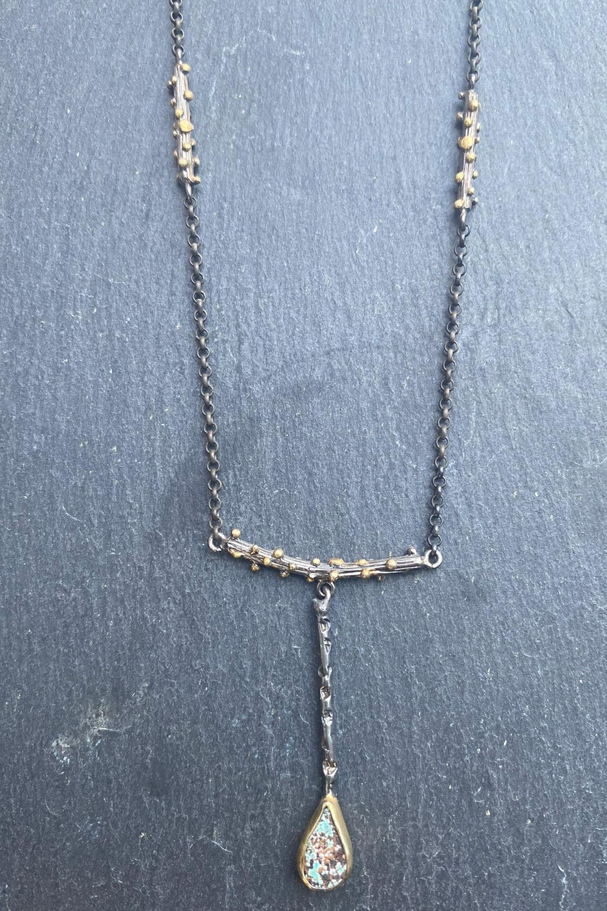 El İşi Taşlı Gümüş Kolye By-5881