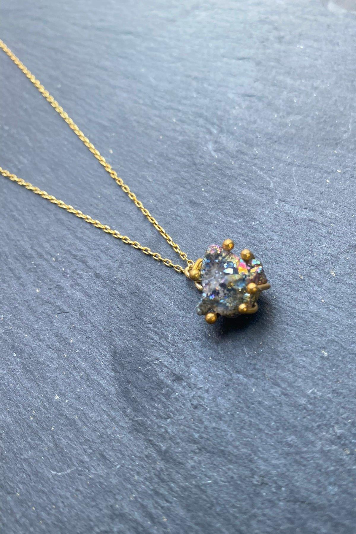 El İşi Taşlı Gümüş Kolye By-5884