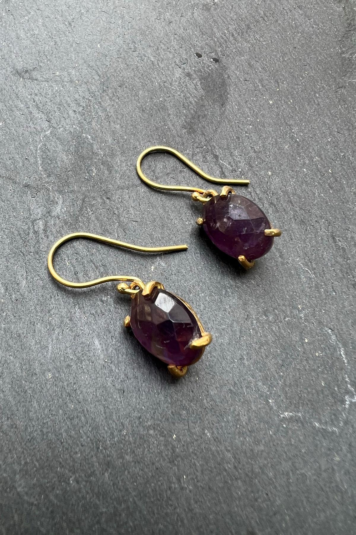 El İşi Taşlı Gümüş Küpe By-5853