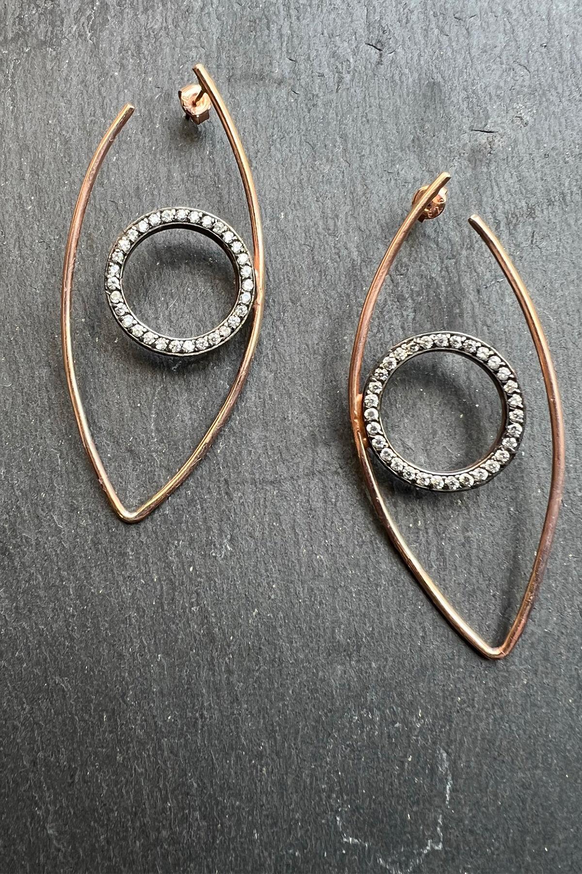 El İşi Taşlı Gümüş Küpe By-5859