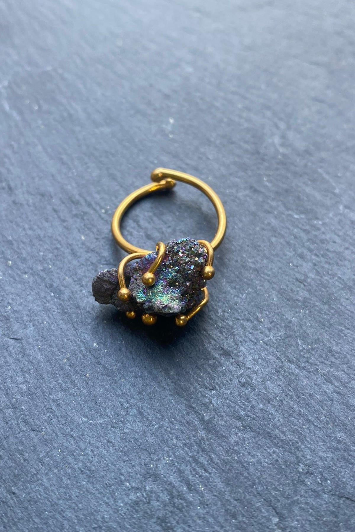 El İşi Taşlı Gümüş Yüzük By-5897