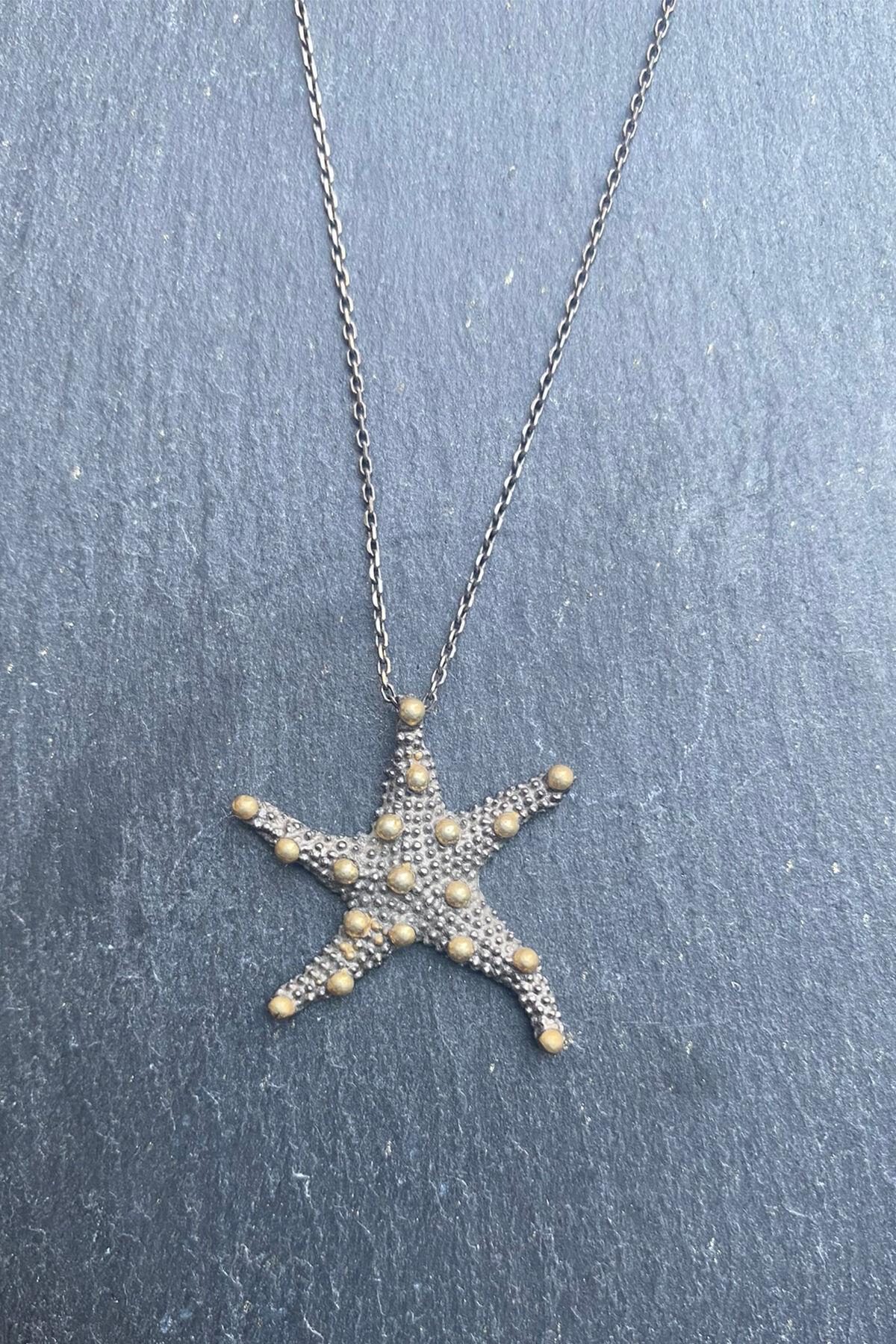 El İşi Yıldız Detaylı Gümüş Kolye By-5882