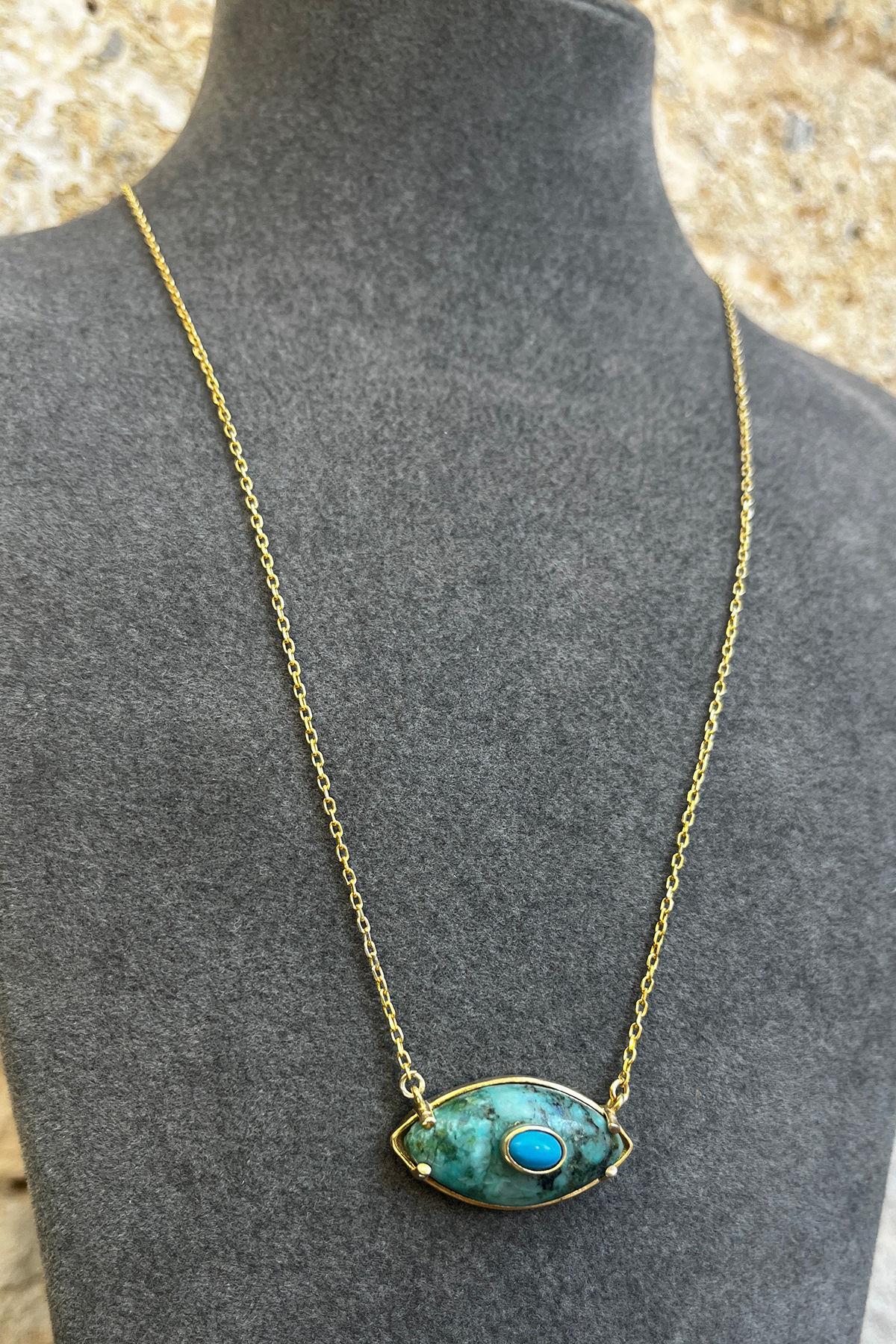 Firuze Taşlı Gümüş Kolye By-7863