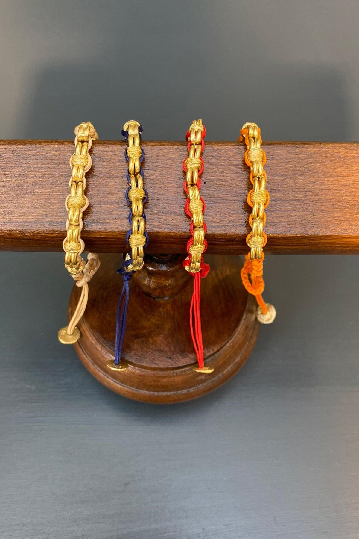 Gold Rengi Düğümlü Bronz Bileklik By-7194