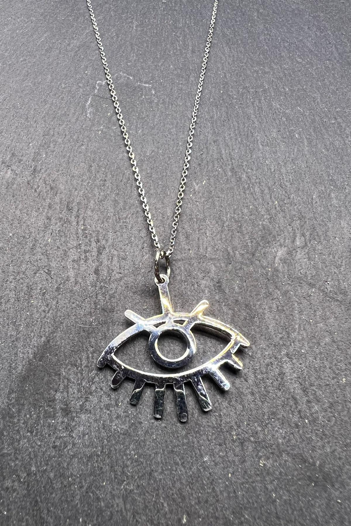 Göz Desenli Gümüş Kolye By-5925