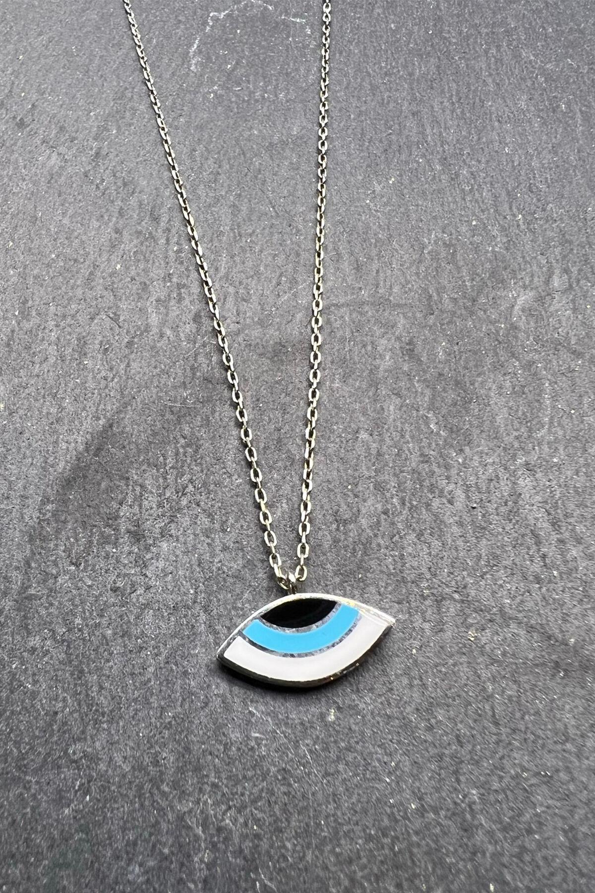 Göz Desenli Gümüş Kolye By-5930