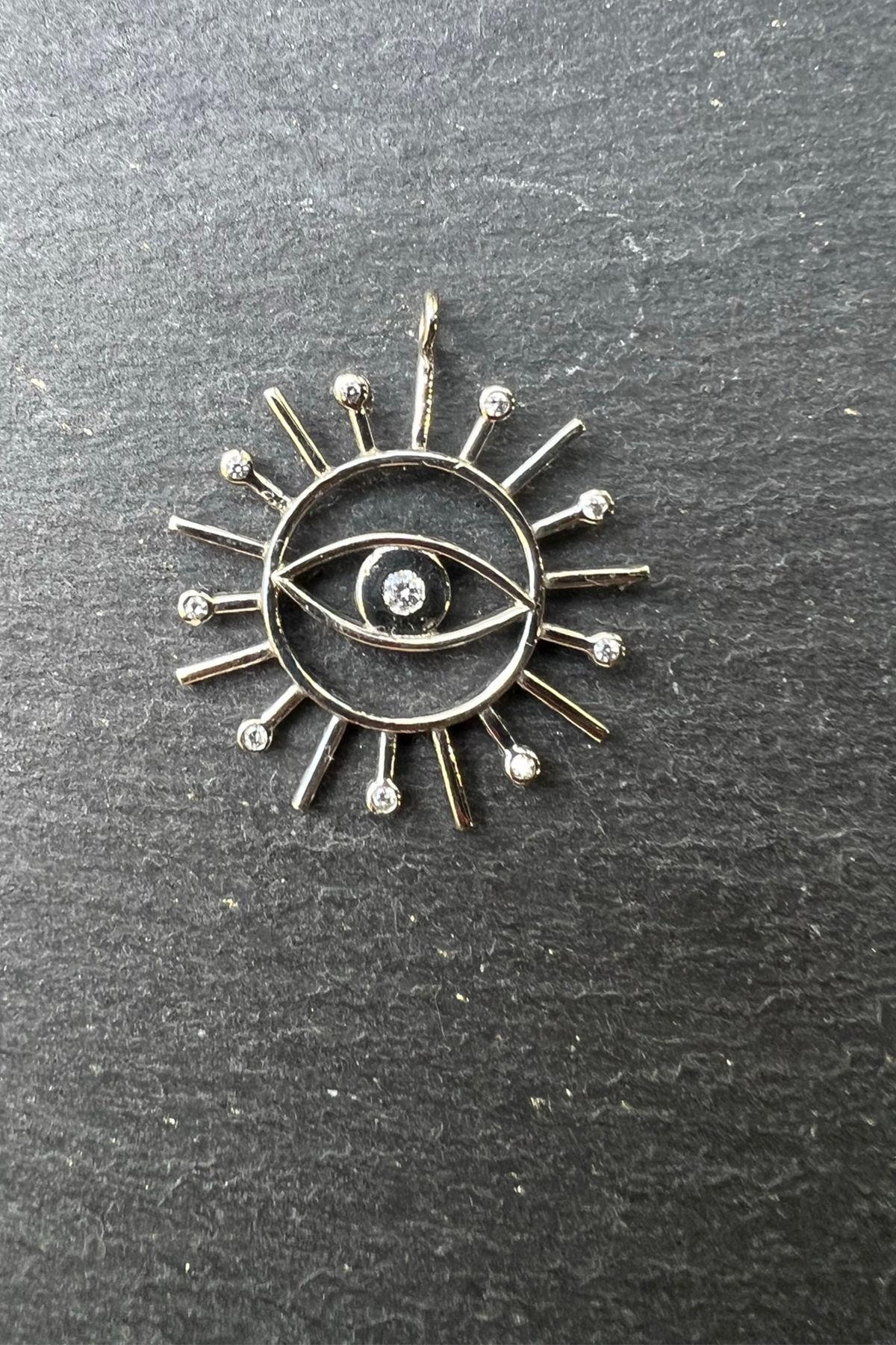 Göz Desenli Taşlı Gümüş Kolye Ucu By-6165