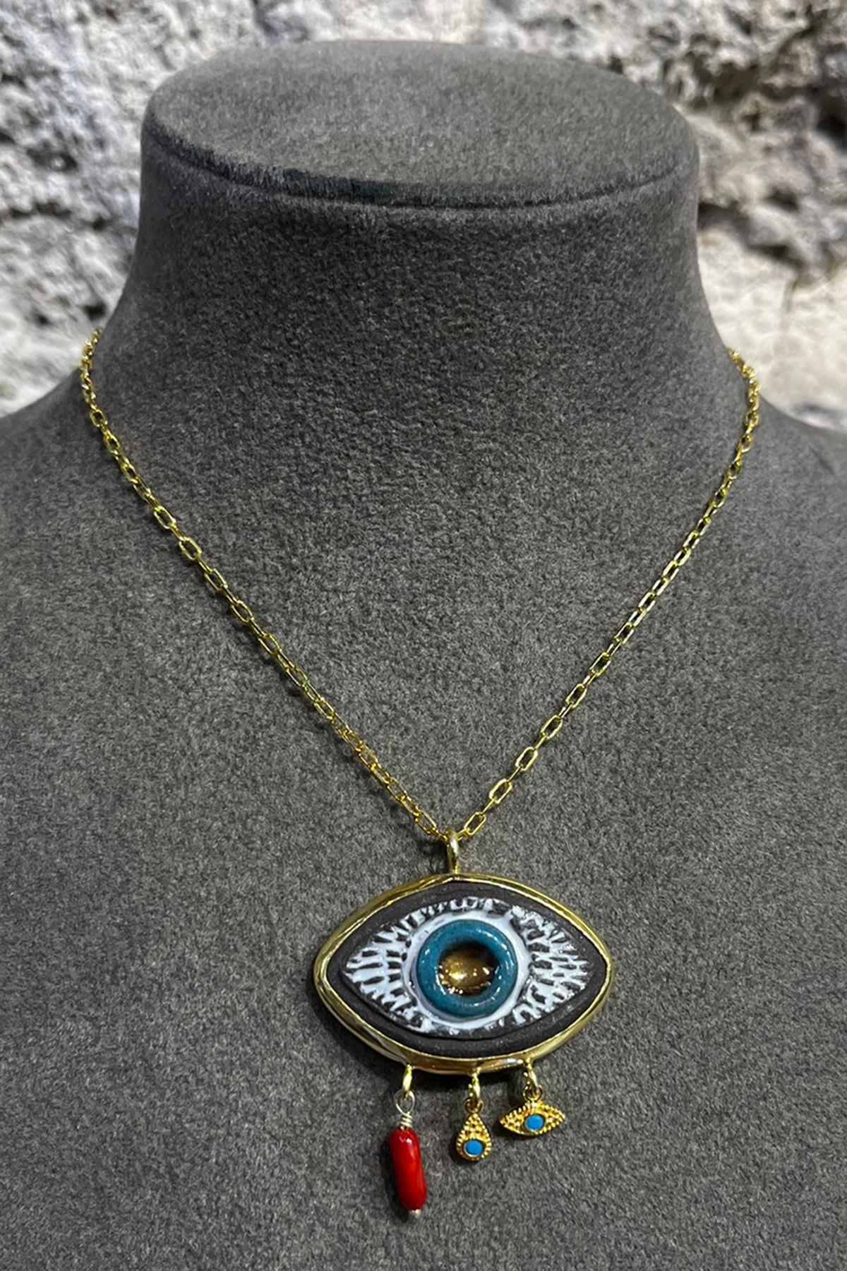 Göz Model Gümüş Kolye  By-8732