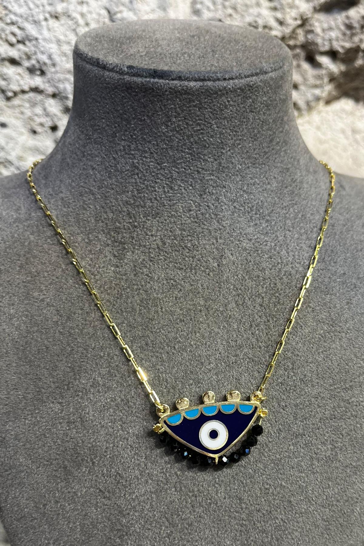 Göz Model Onx Taşlı Gümüş Kolye By-8714