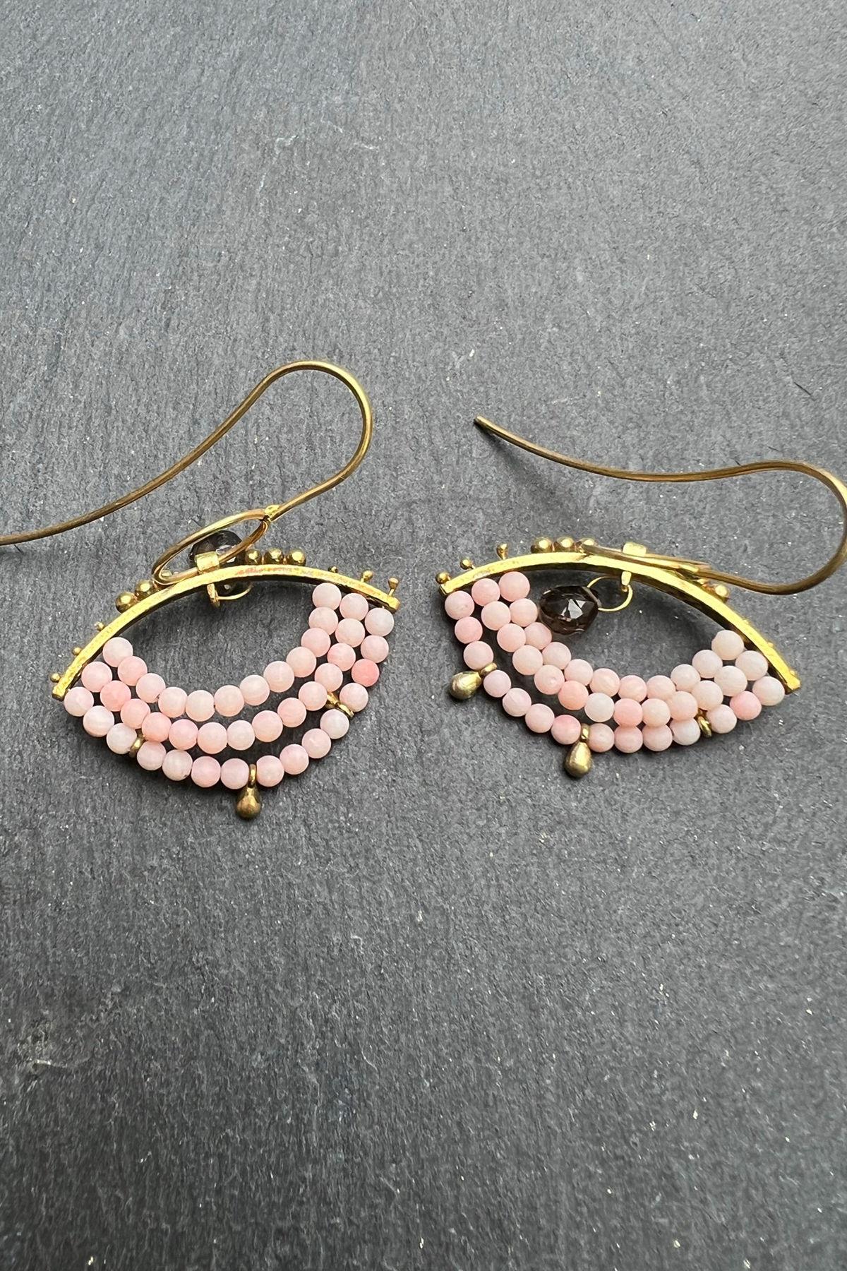 Göz Model Pembe Taşlı Gümüş Küpe By-6254