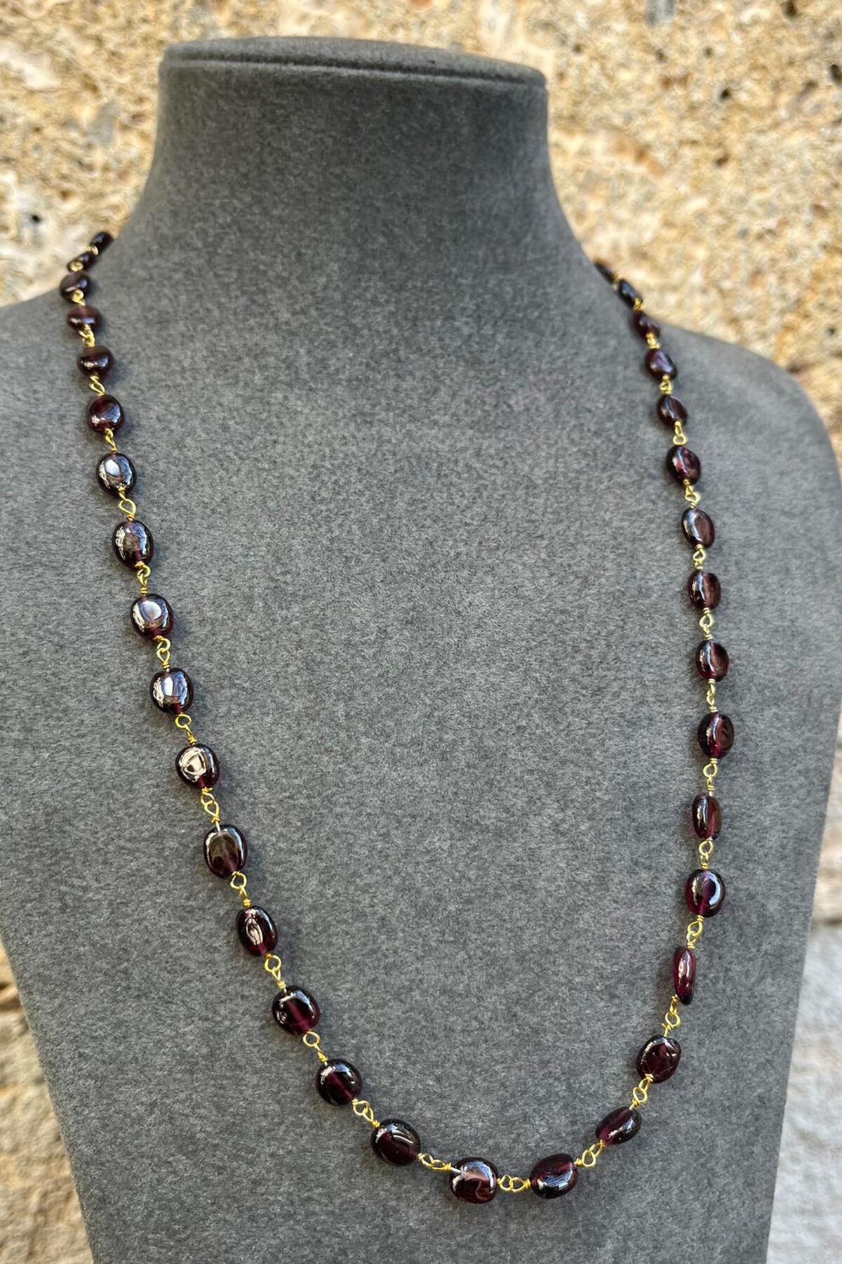 Granat Taşlı Gümüş Kolye By-8023