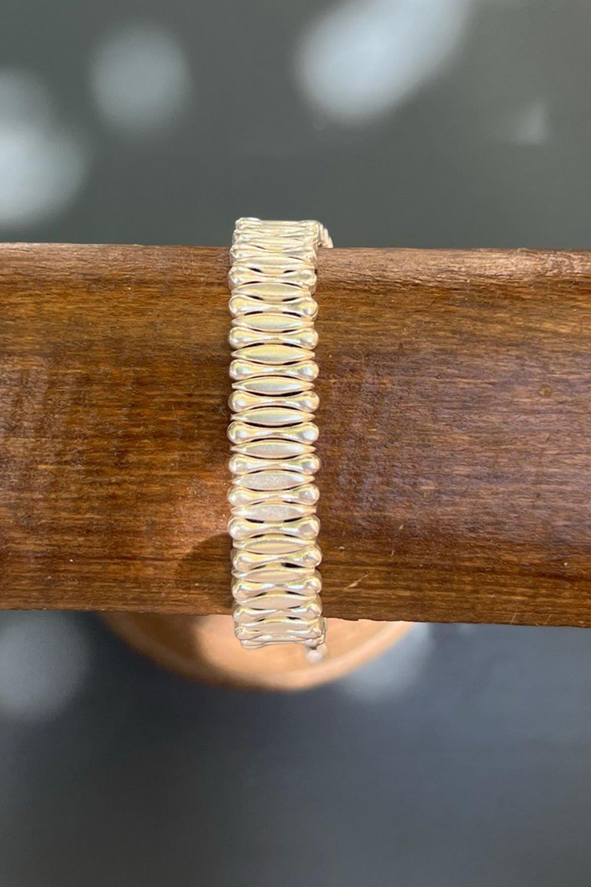 Gümüş Rengi Bronz Bileklik By-7374