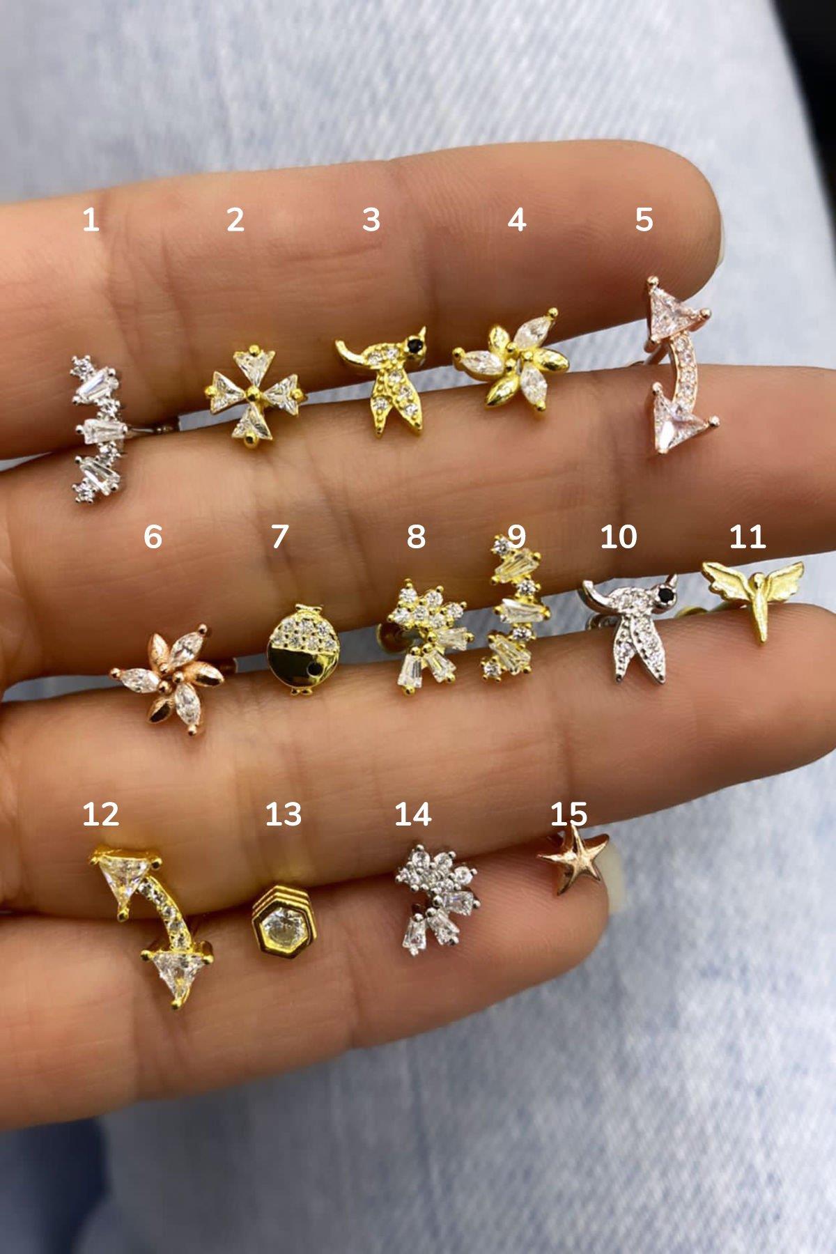 Gümüş Tragus Küpe By-6972