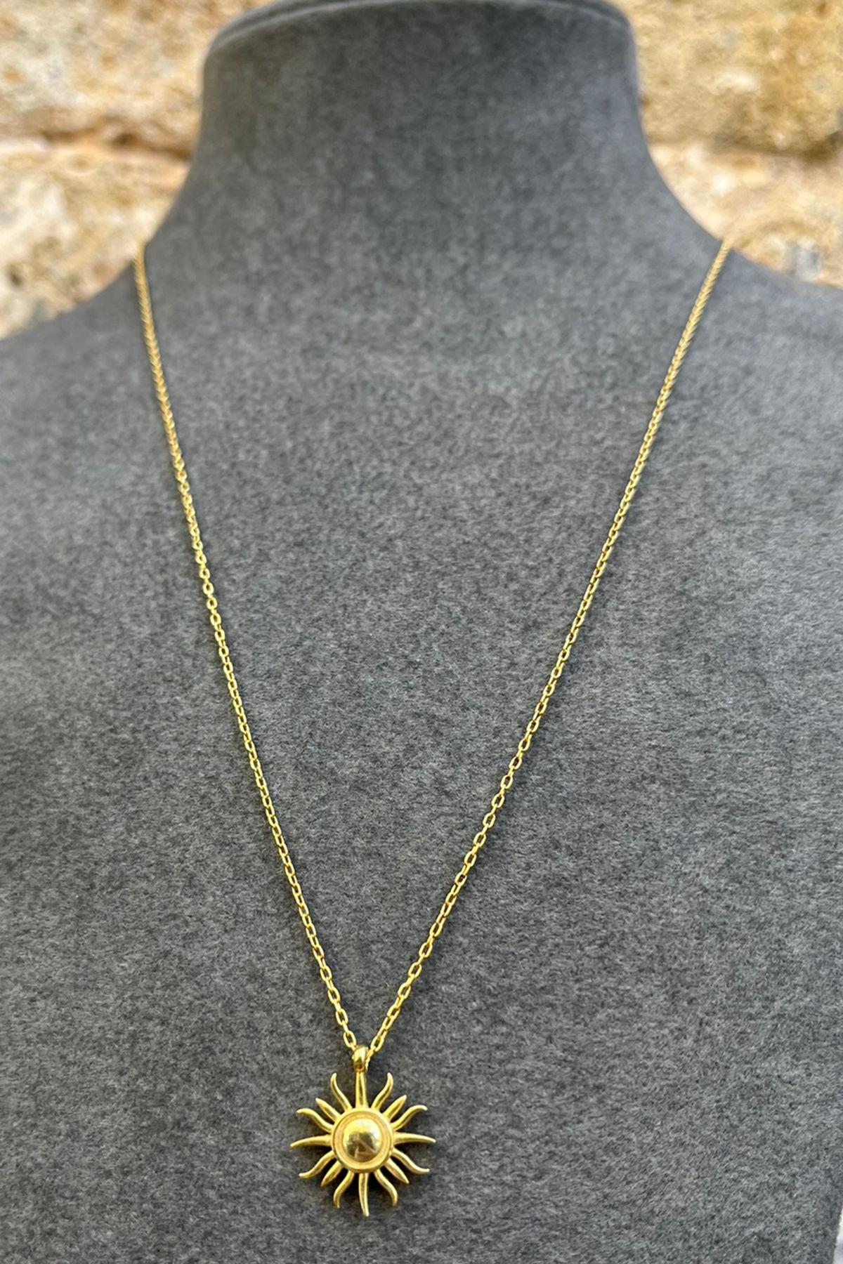 Güneş Model Gümüş Kolye By-8033