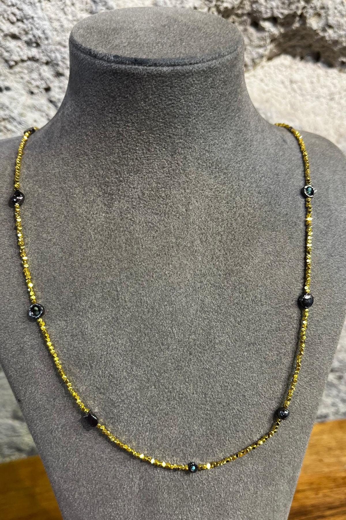 Hematit Taşlı Gümüş Kolye By-8694