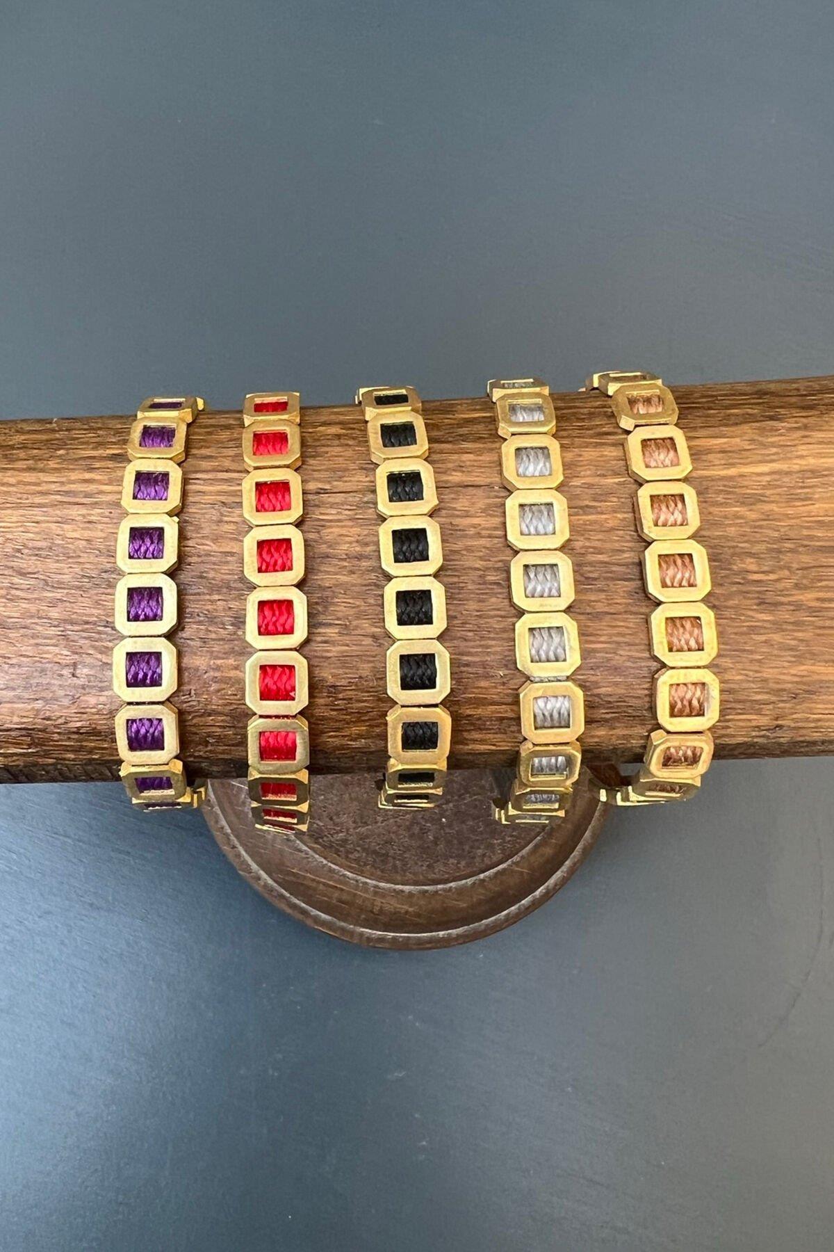 İçi Boş Kare Model Bronz Bileklik By-6869