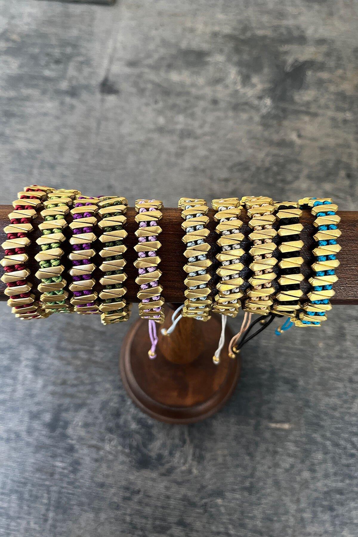 İkili Damla Model Düğümlü Bronz Bileklik By-7838