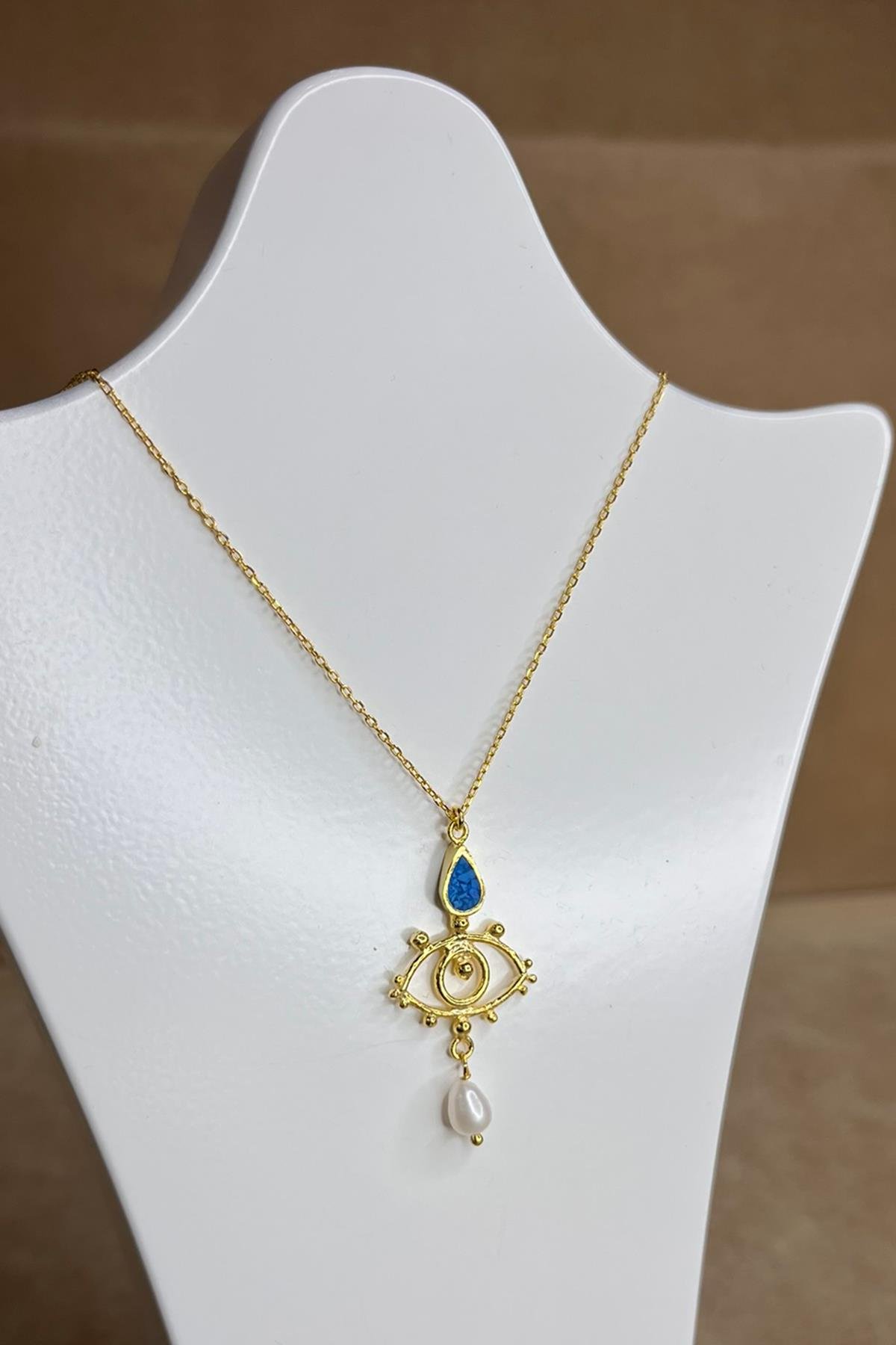 İncili Göz Model Gümüş Kolye By-8929