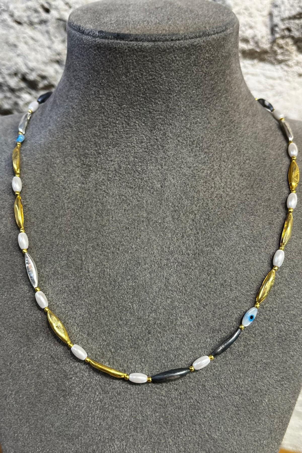 İncili Gümüş Kolye By-8676