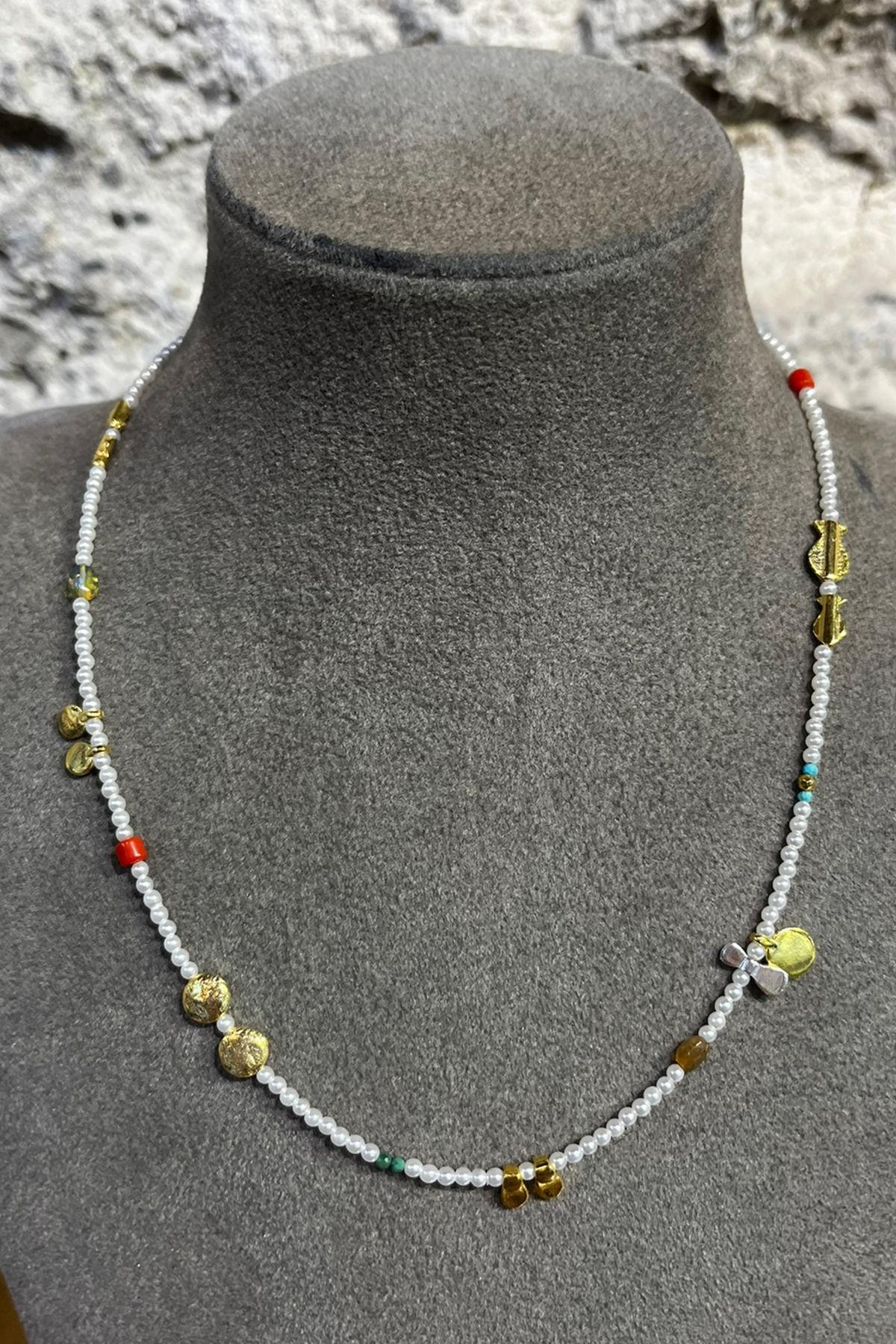 İncili Gümüş Kolye By-8689