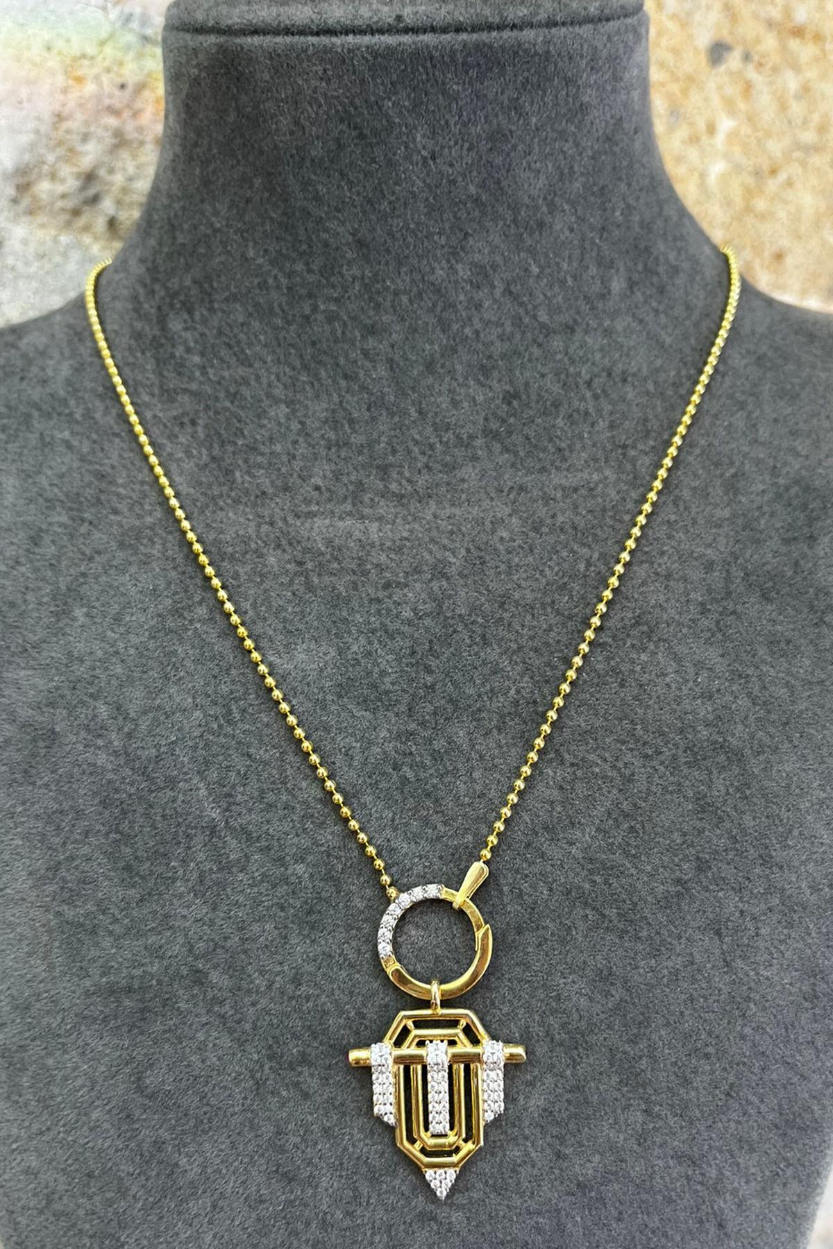 İthal Taşlı Gümüş Kolye By-8506