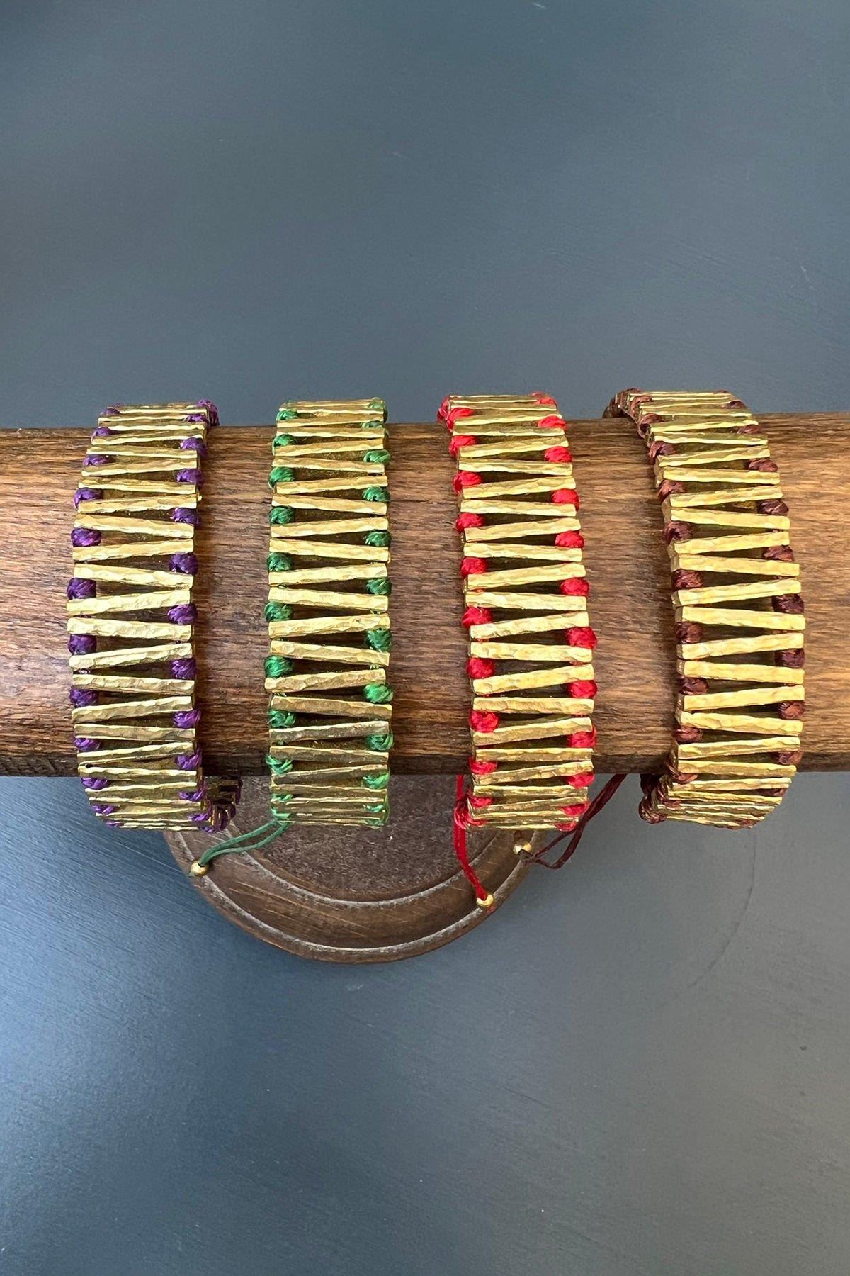 Kabartmalı Çubuk Model Bronz Bileklik By-6862