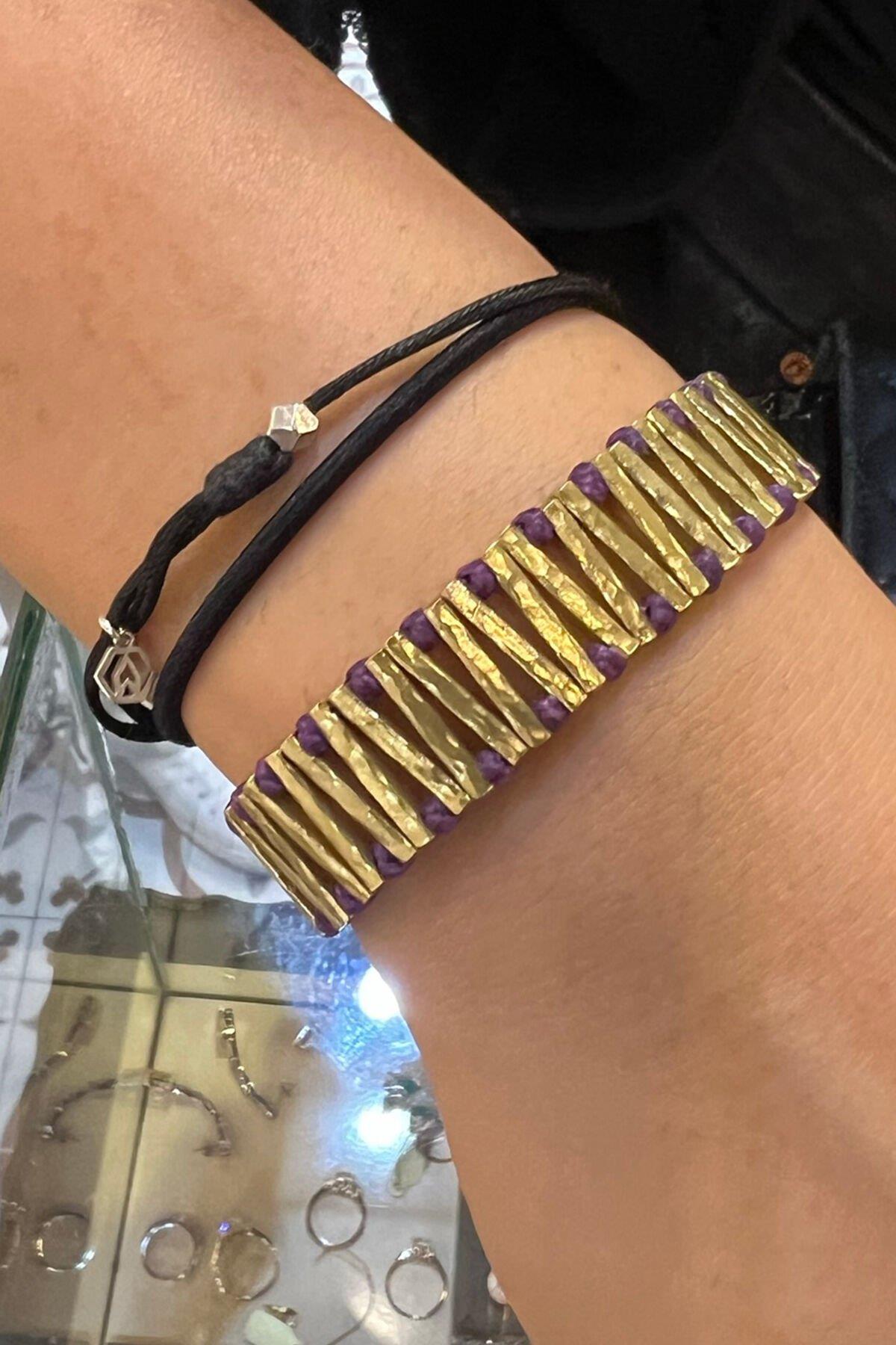 Kabartmalı Çubuk Model Bronz Bileklik By-6862