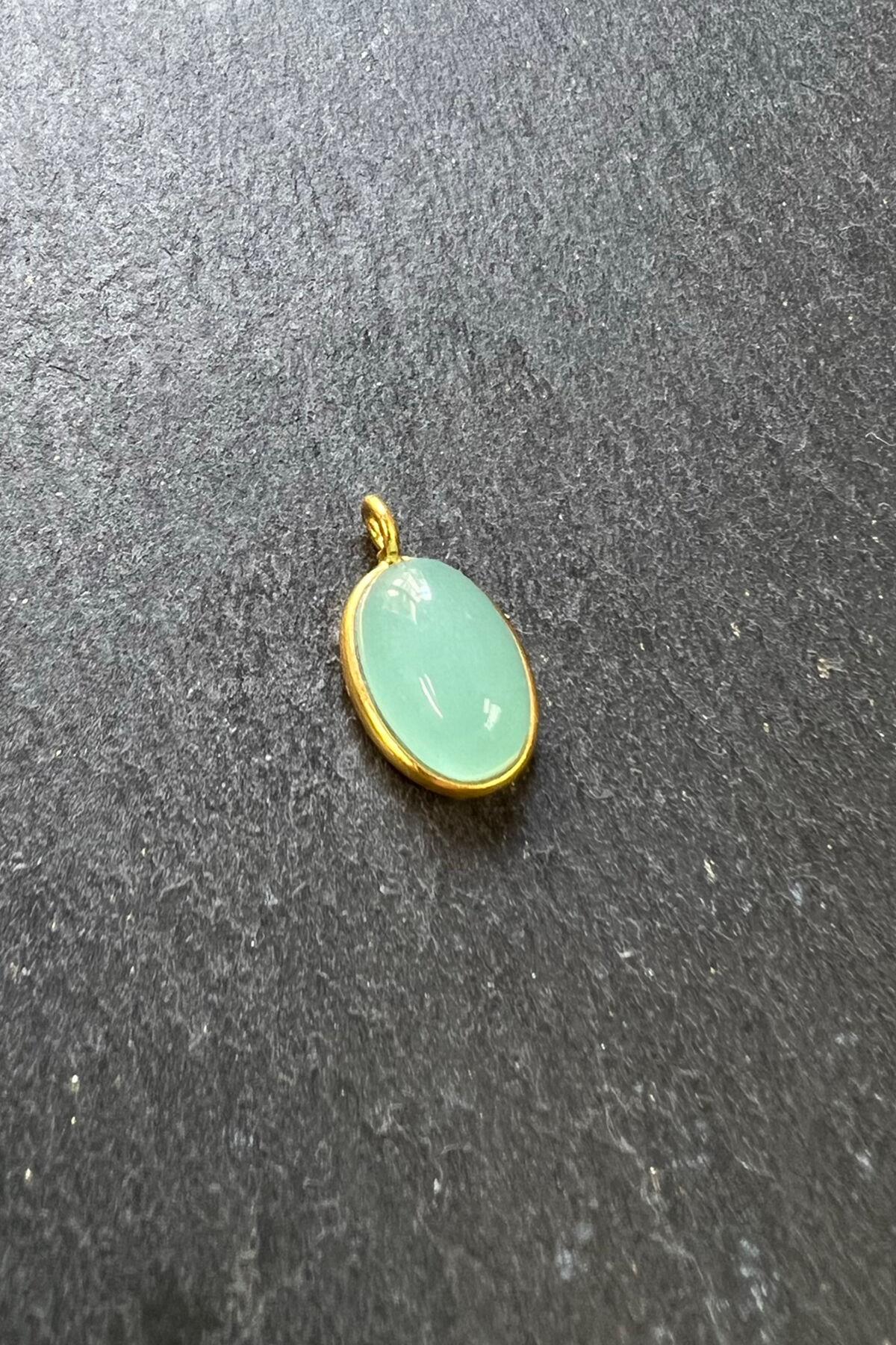 Kalsedon Taşlı Gümüş Kolye Ucu By-5828