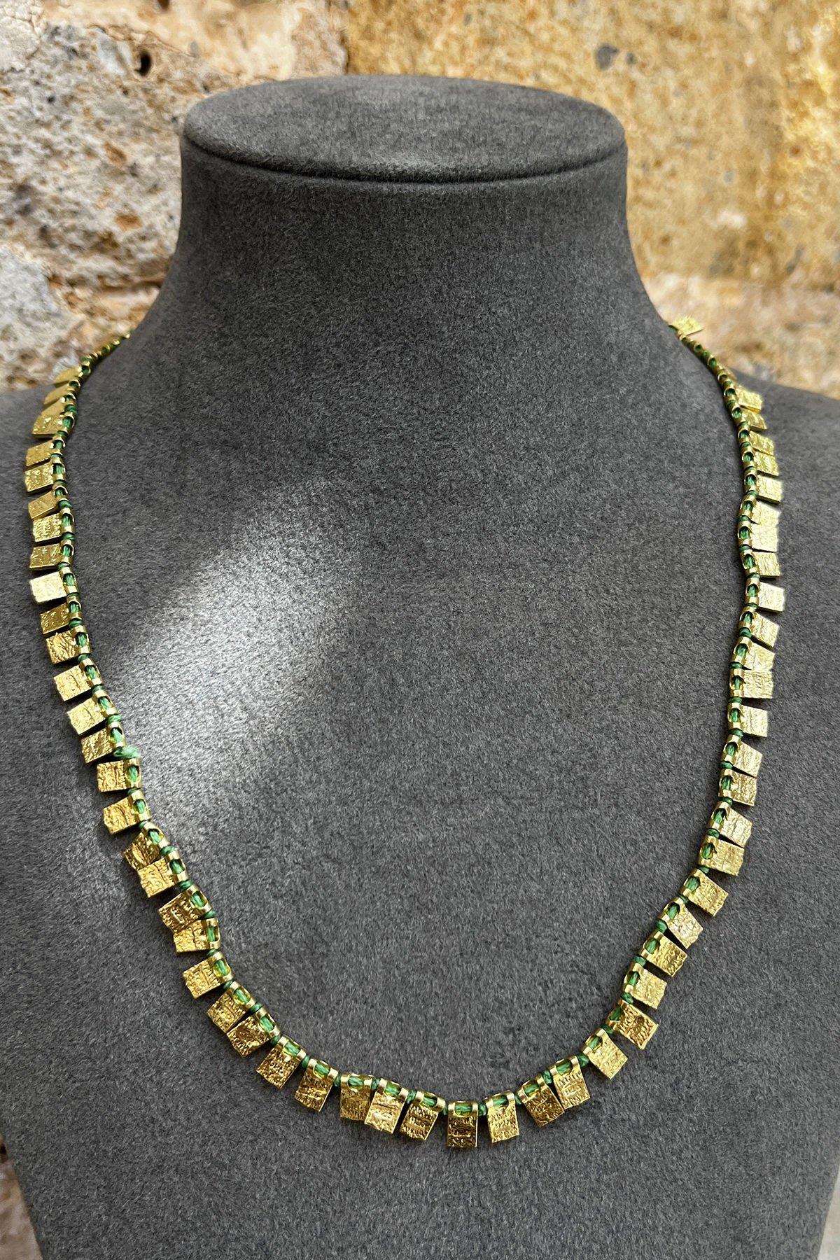 Kare Model Bronz Kolye By-8369