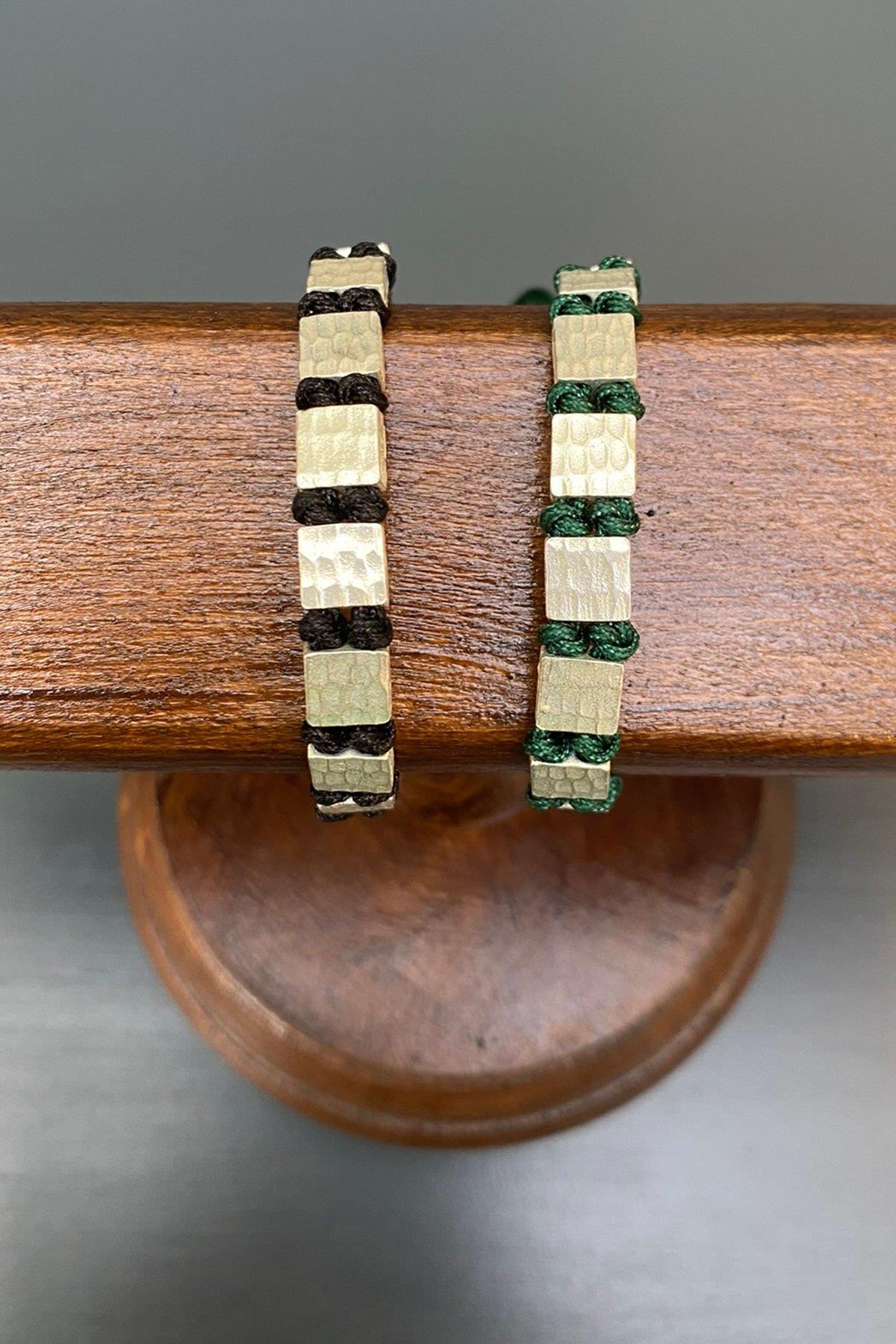 Kare Model Düğümlü Bronz Bileklik By-7153