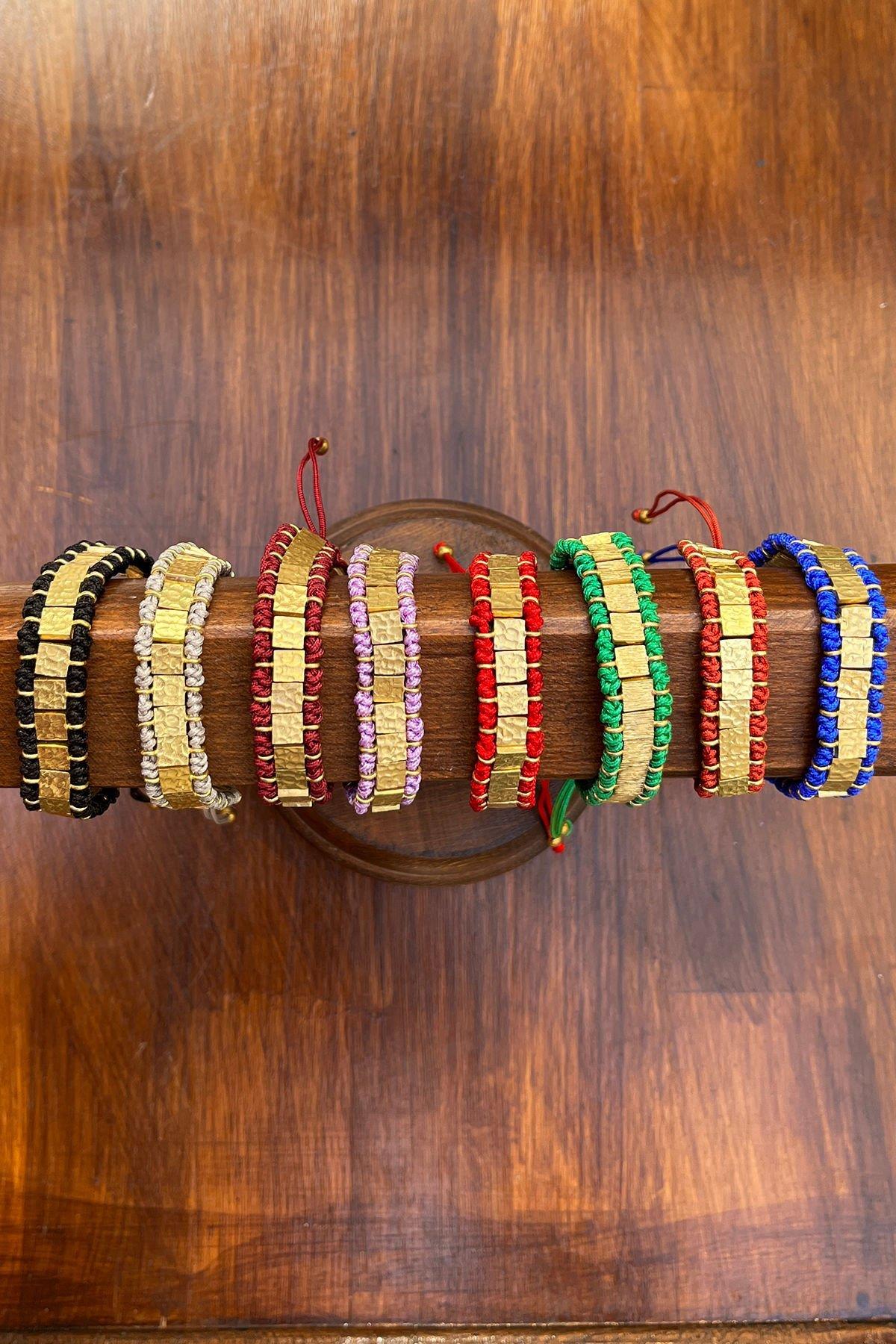 Kare Model Düğümlü Bronz Bileklik By-8060