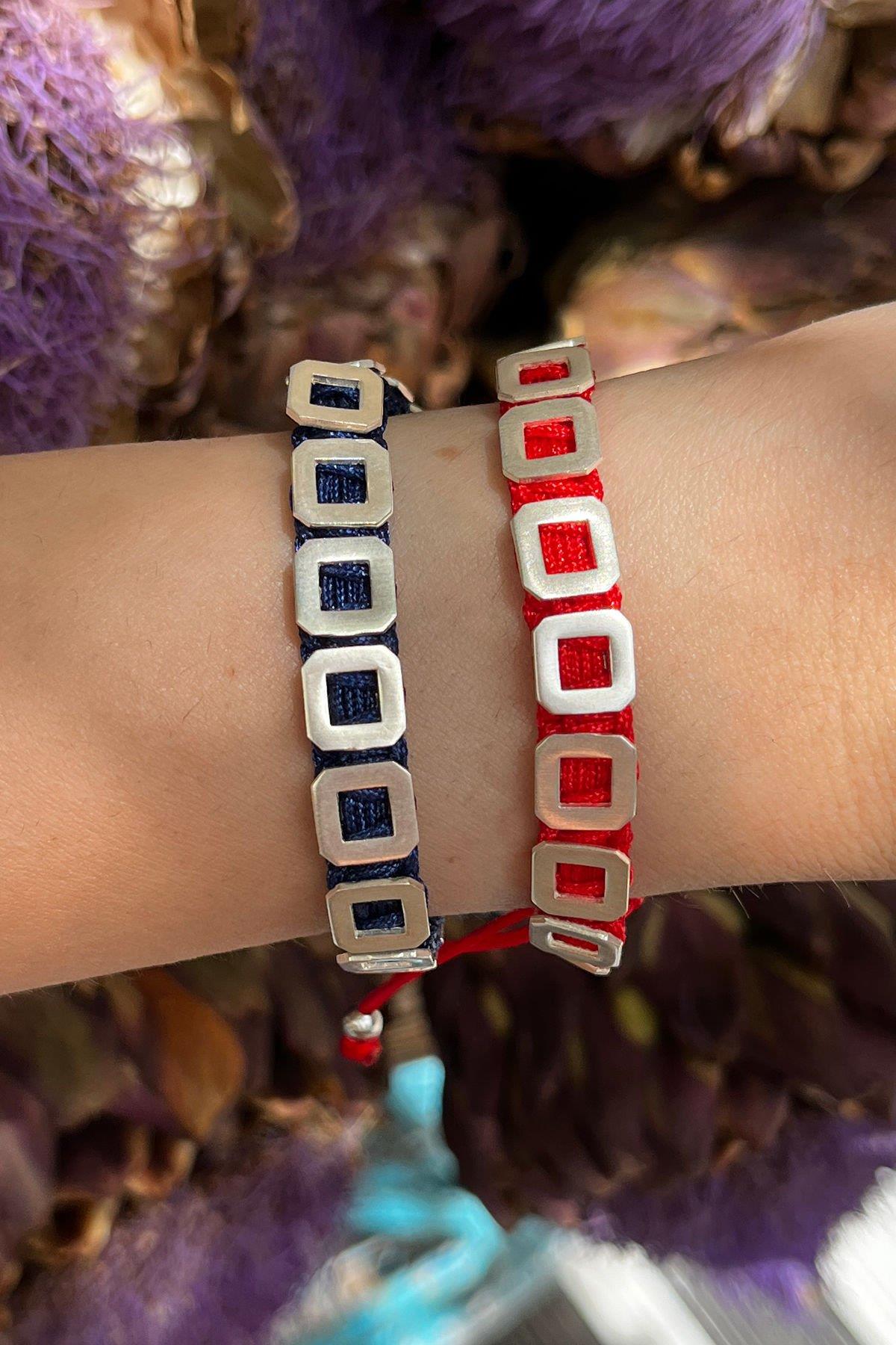 Kare Model Gümüş Rengi Bronz Bileklik By-8461