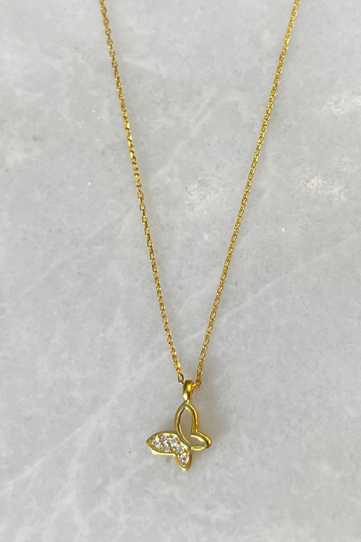 Kelebek Model Gümüş Kolye By-7793