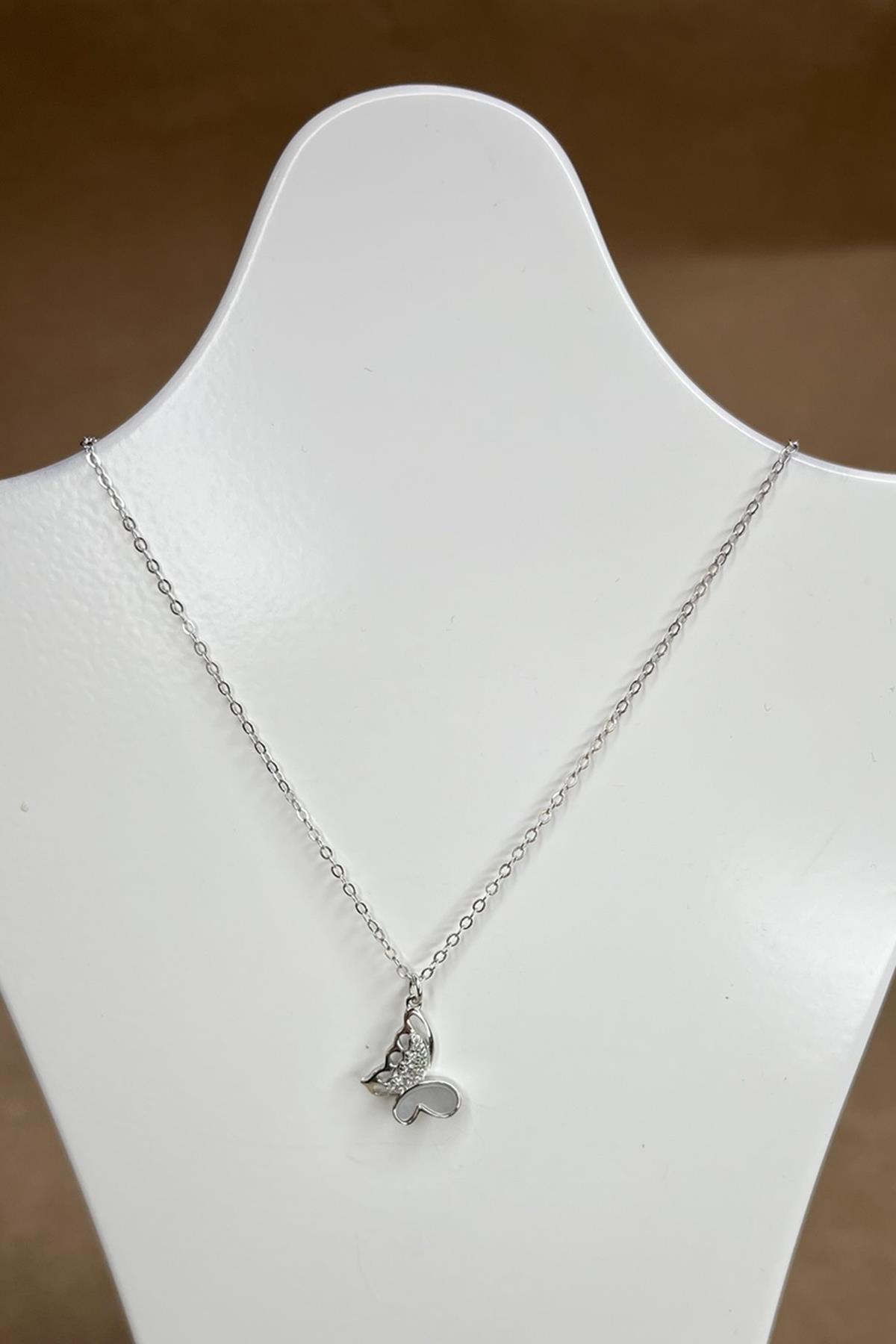 Kelebek Model Gümüş Kolye By-8969